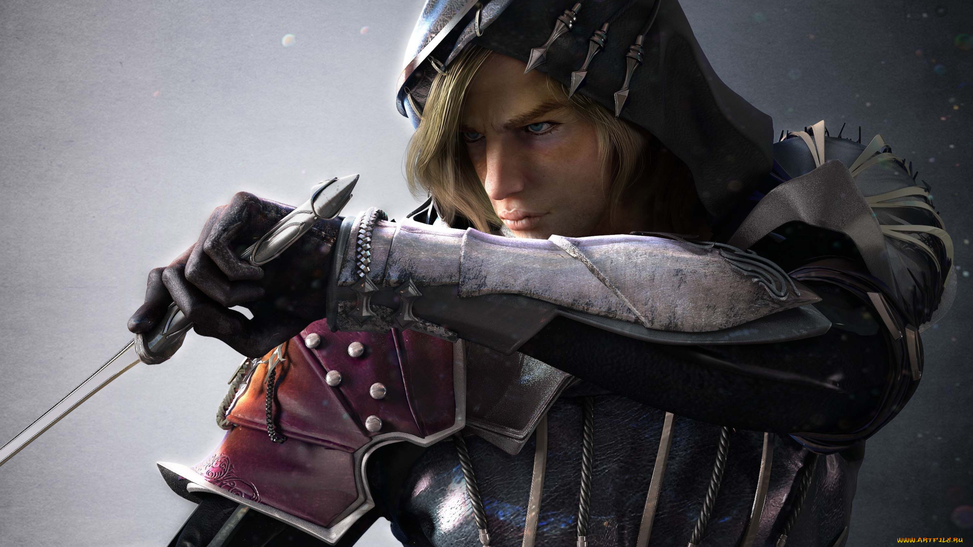 3д, графика, фантазия, , fantasy, assassin, капюшон, арт, оружие, ножи, мужчина