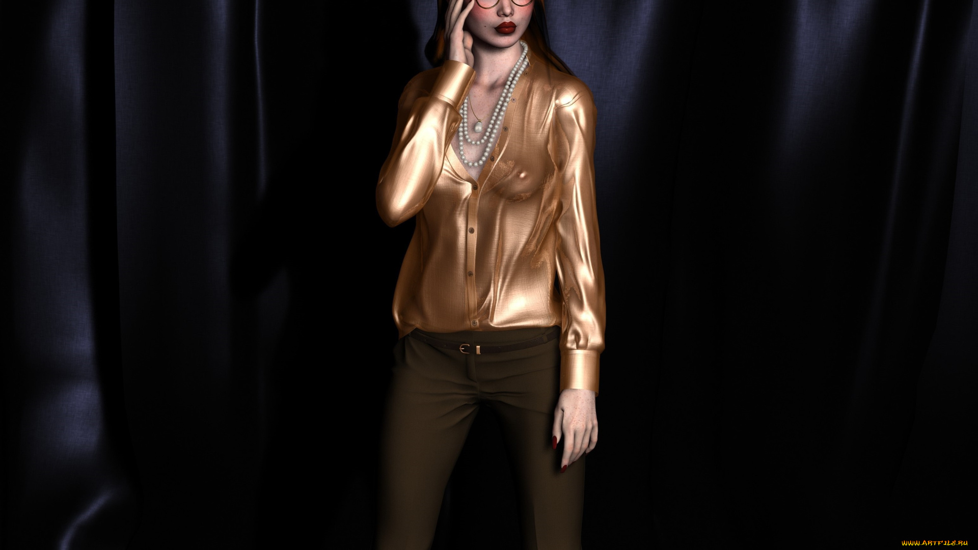 3д, графика, люди, , people, девушка, рыжая, фон, взгляд