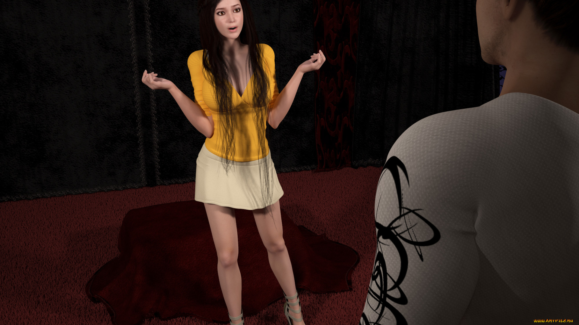 3д, графика, люди, , people, фон, взгляд, девушка