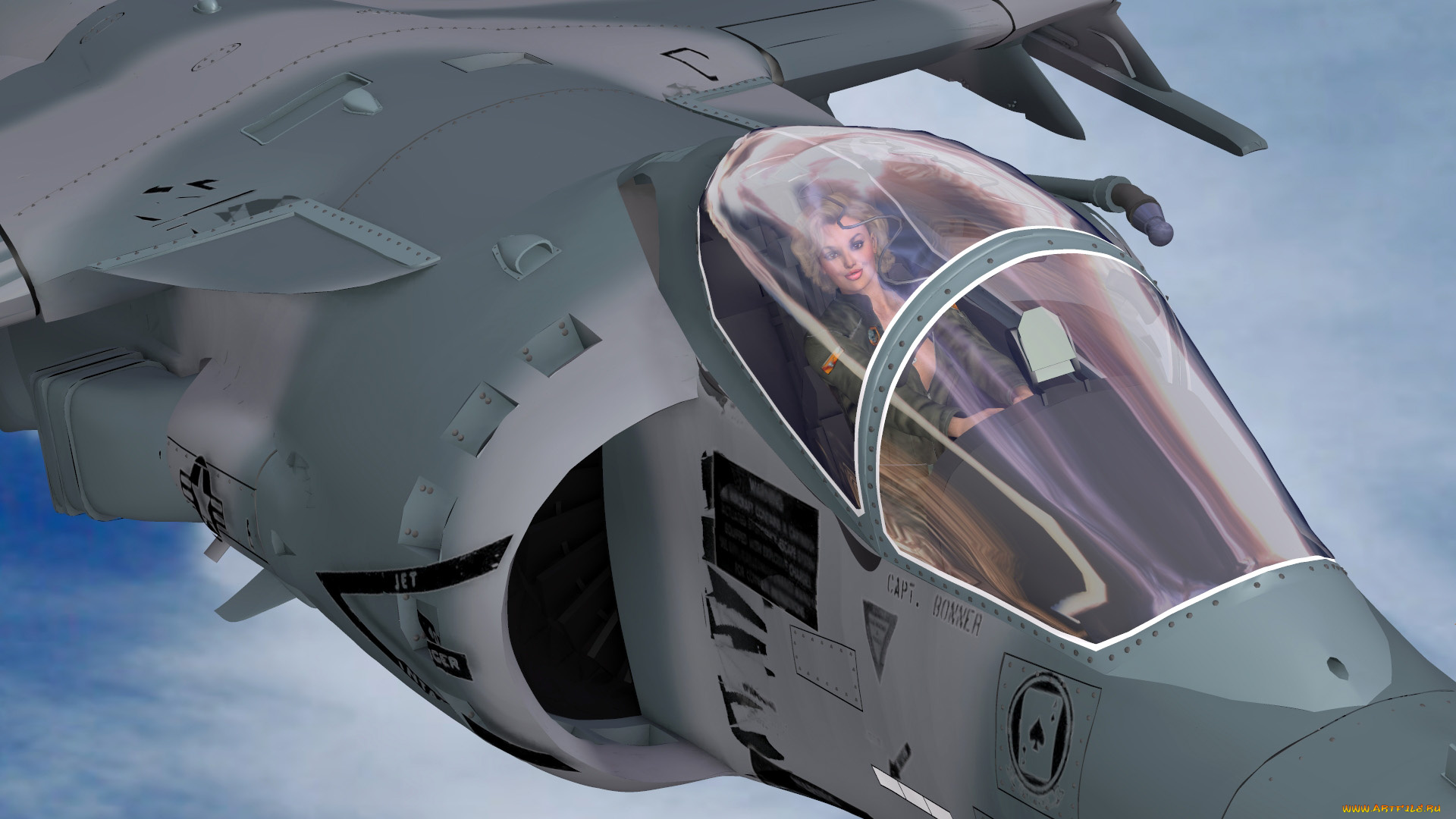 3д, графика, люди, , people, самолет, полет, улыбка, фон, взгляд, девушка