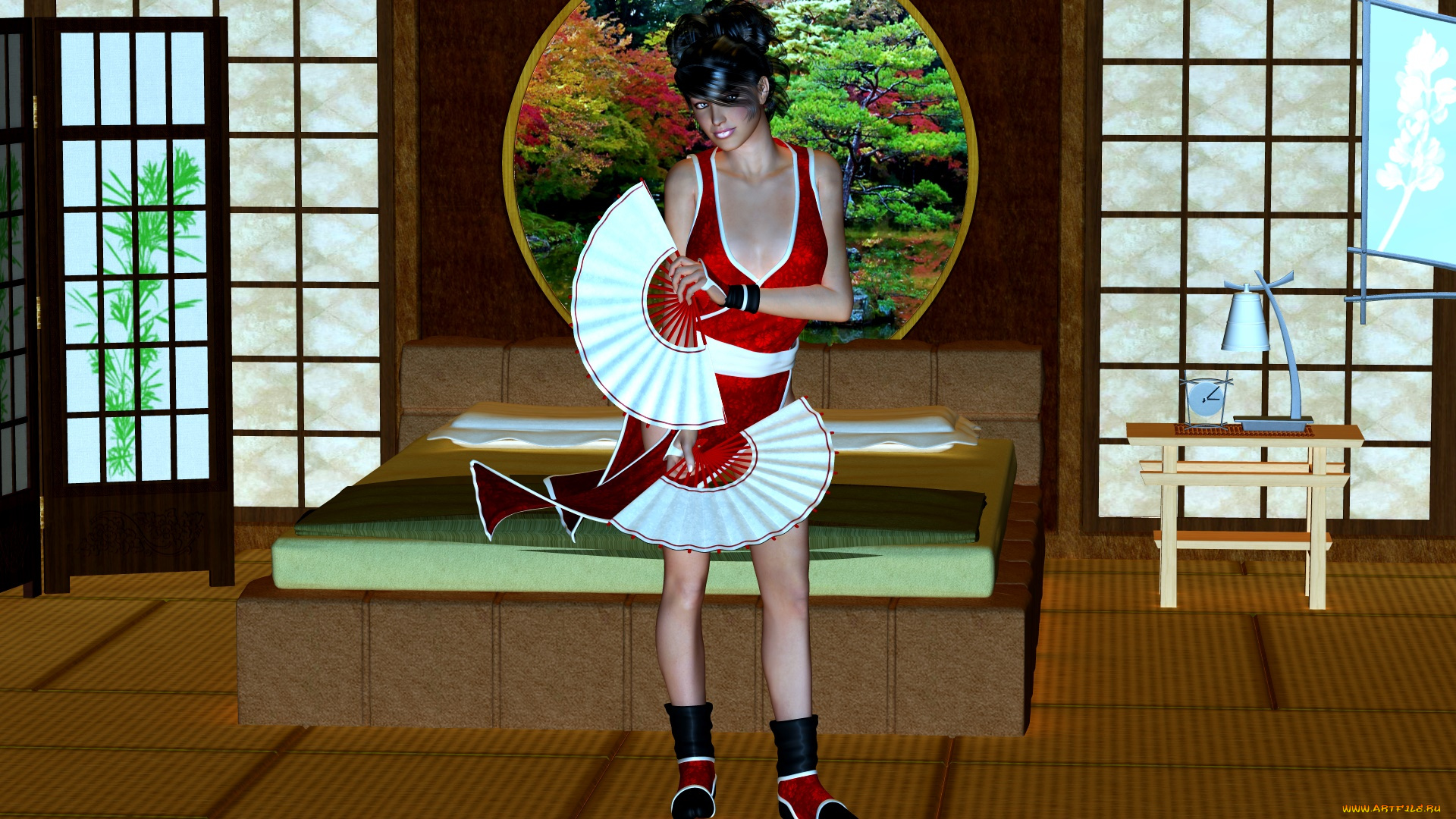 3д, графика, люди, , people, веер, фон, взгляд, девушка