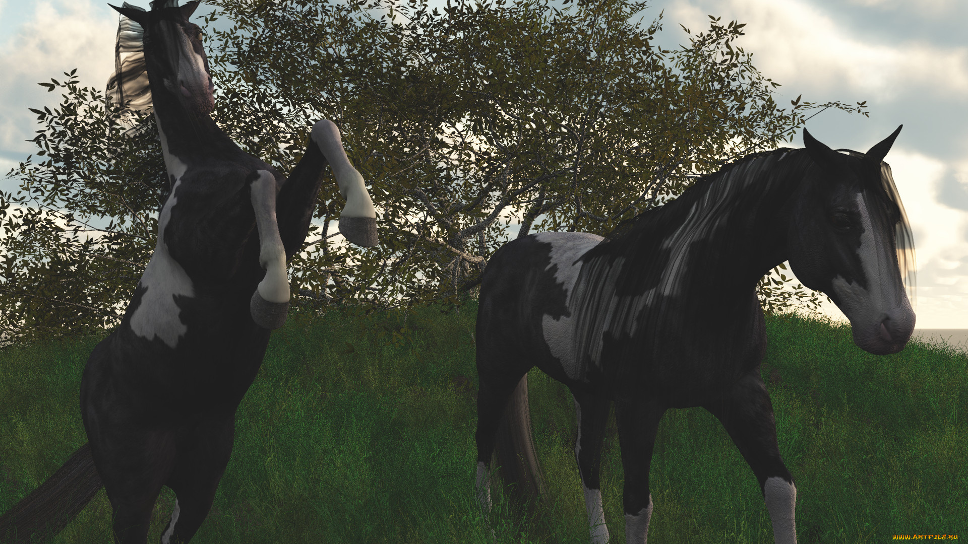 3д, графика, животные, , animals, лошади