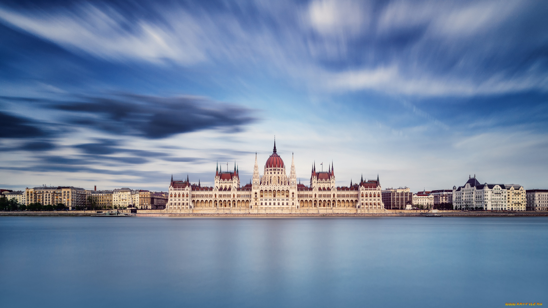 города, будапешт, , венгрия, город, будапешт, парламент, небо, вода, выдержка