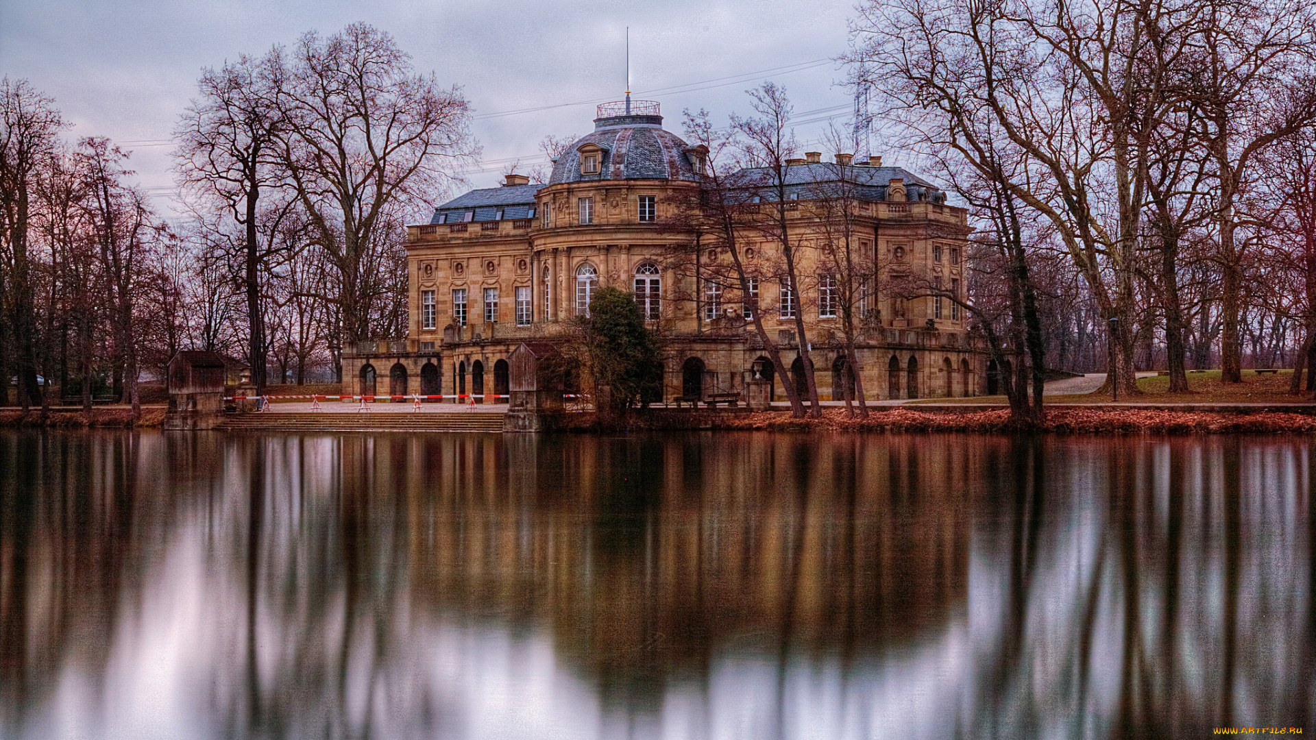 monrepos, города, -, дворцы, , замки, , крепости, озеро, дворец, отражение