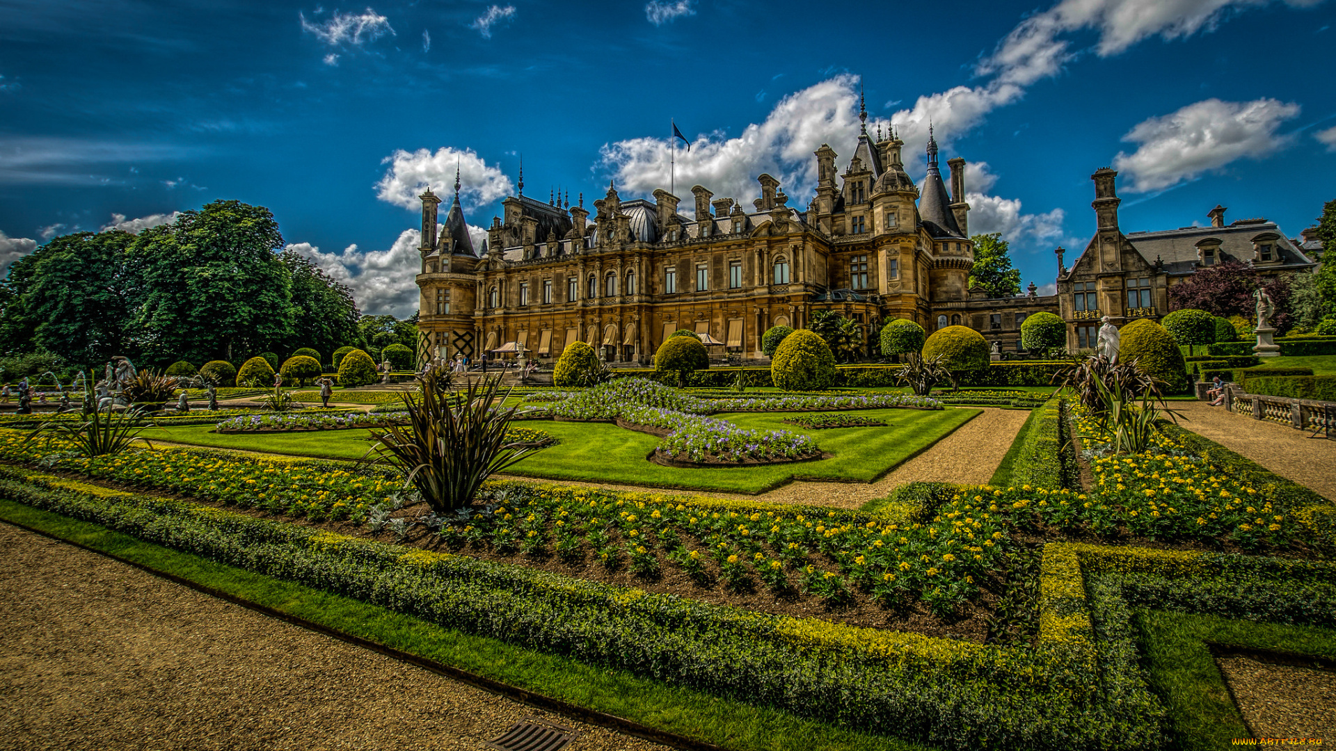 stately, double, dose, города, -, дворцы, , замки, , крепости, парк, газон, клумбы, дворец