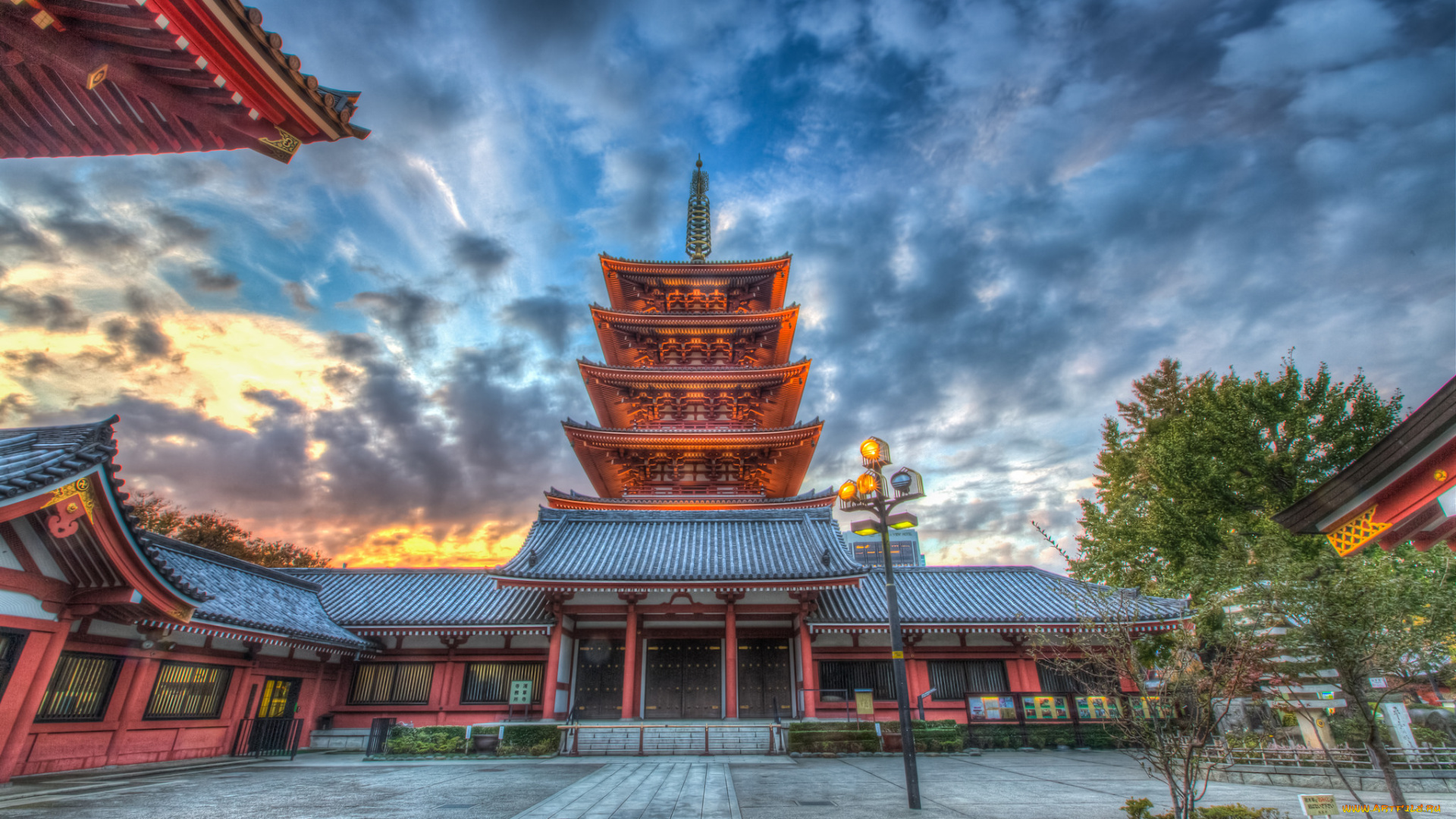 sunset, at, pagoda, города, -, буддийские, и, другие, храмы, пагода