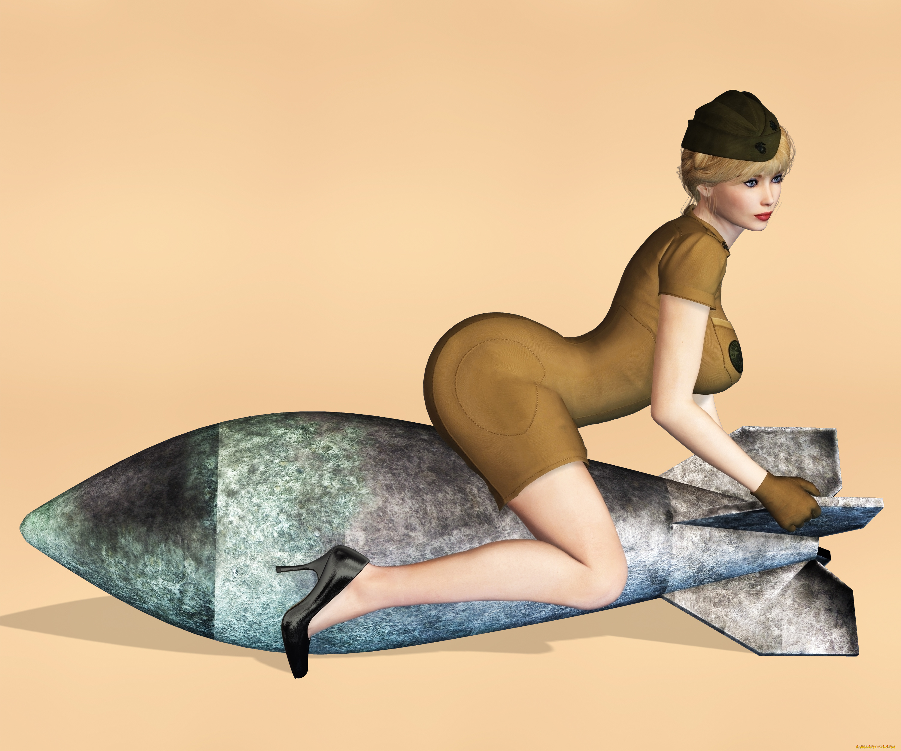 3д, графика, люди, , people, фон, девушка, взгляд, бомба