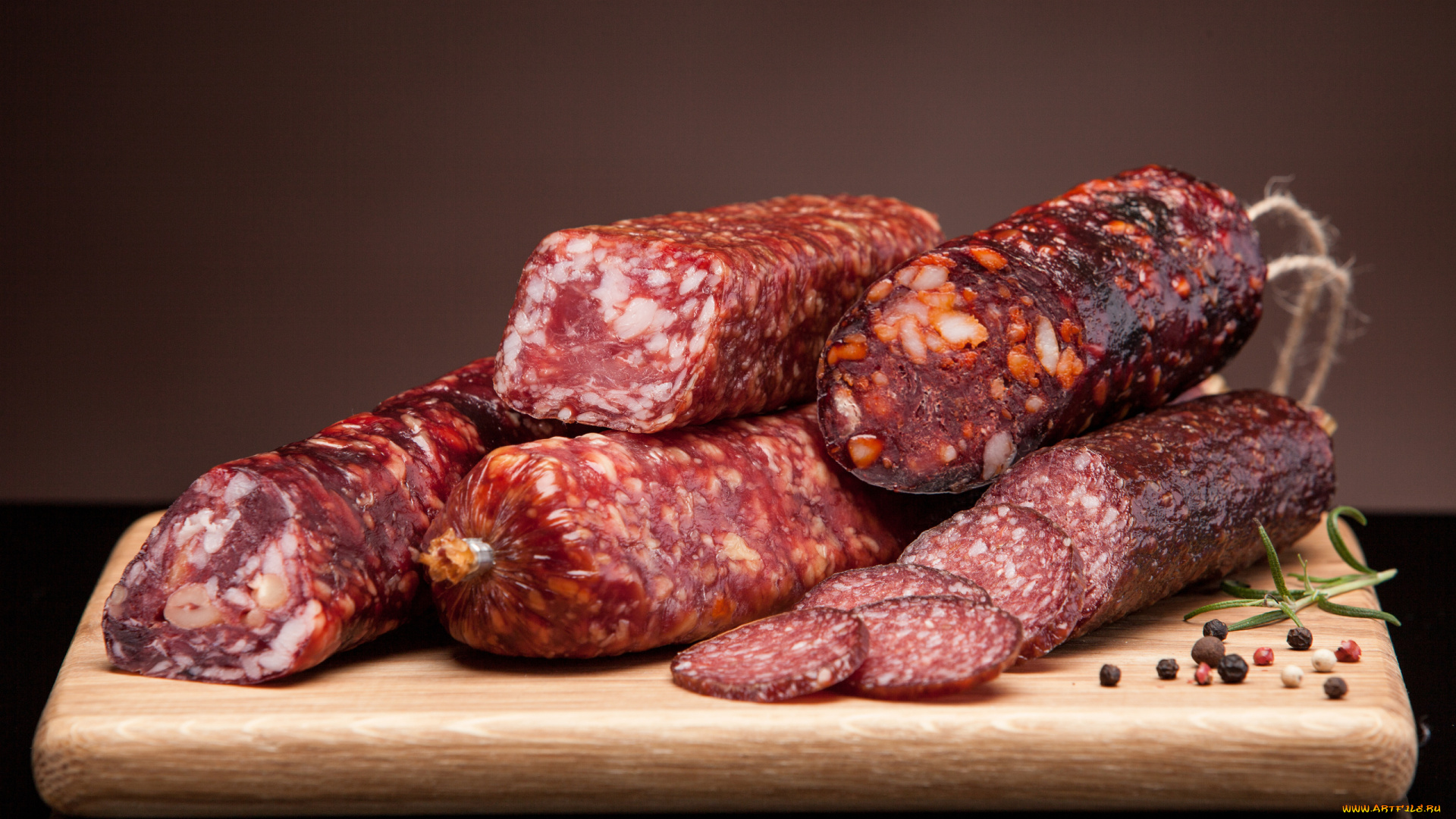 еда, колбасные, изделия, ассорти, копченая, колбаса