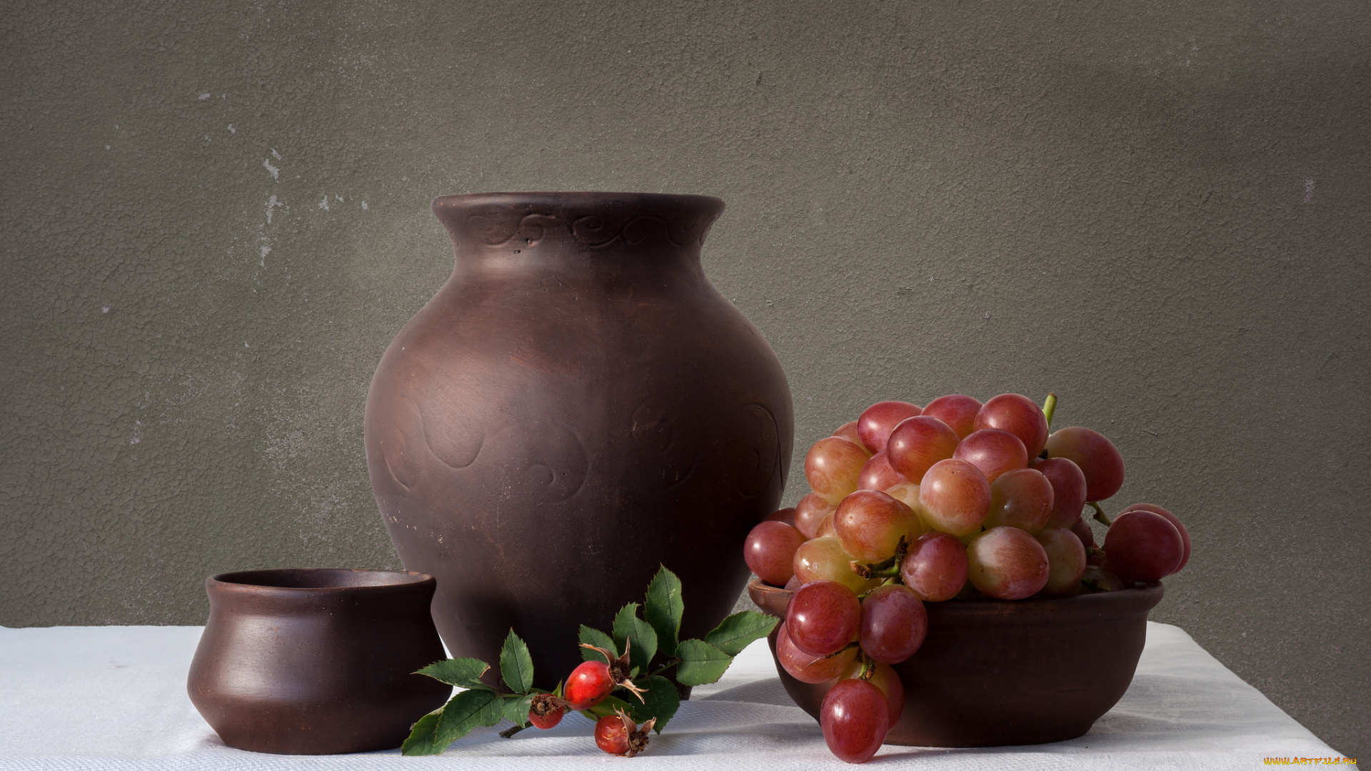 еда, натюрморт, кувшин, виноград