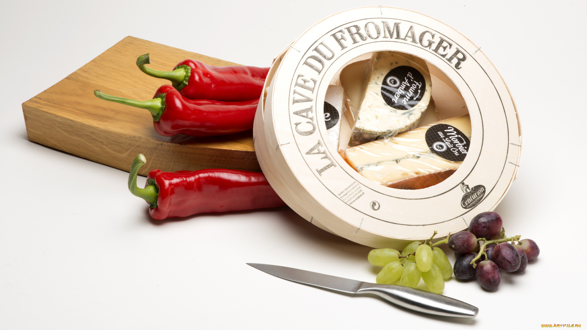 еда, натюрморт, сыр, виноград, перец