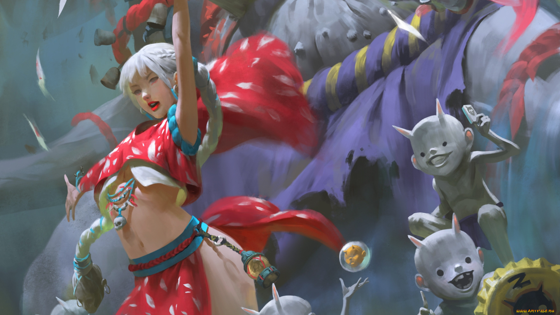 фэнтези, красавицы, и, чудовища, zeen, chin, девочка, бесенята