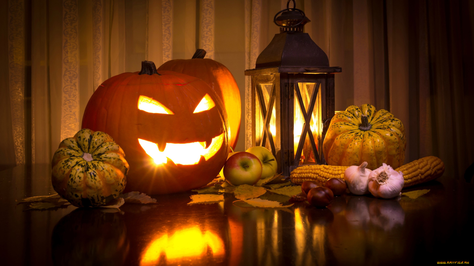праздничные, хэллоуин, чеснок, фонарь, каштаны, яблоки, тыква