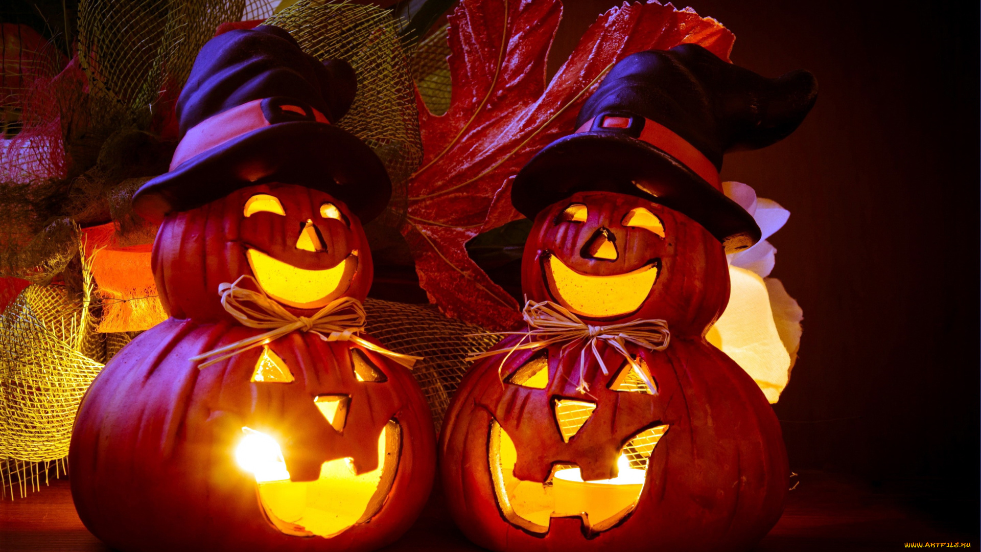 праздничные, хэллоуин, шляпы, тыквы