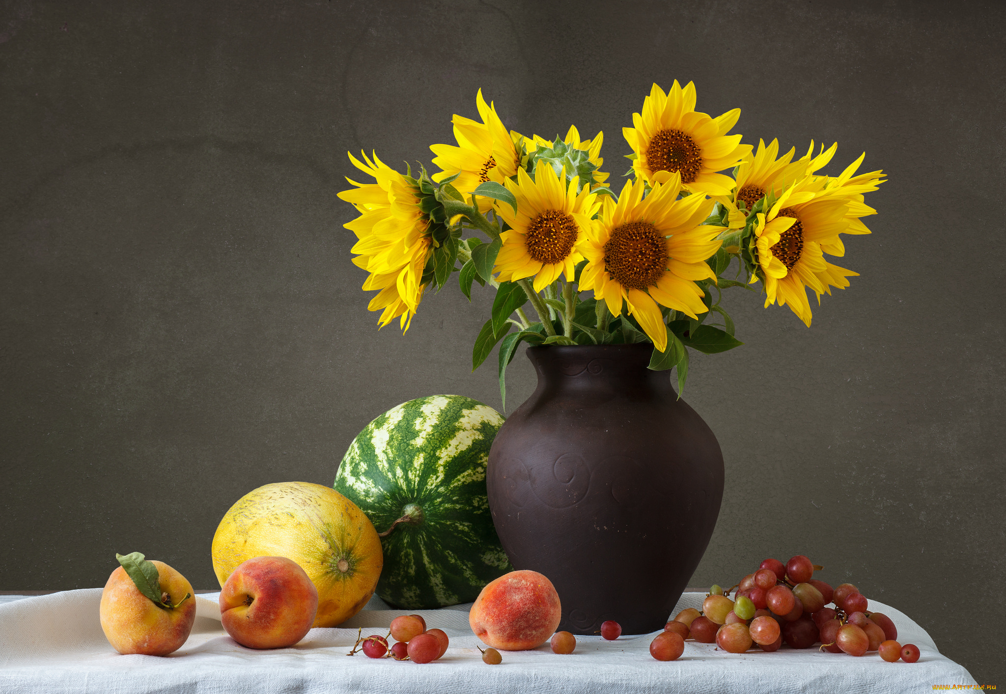 еда, натюрморт, фрукты, цветы