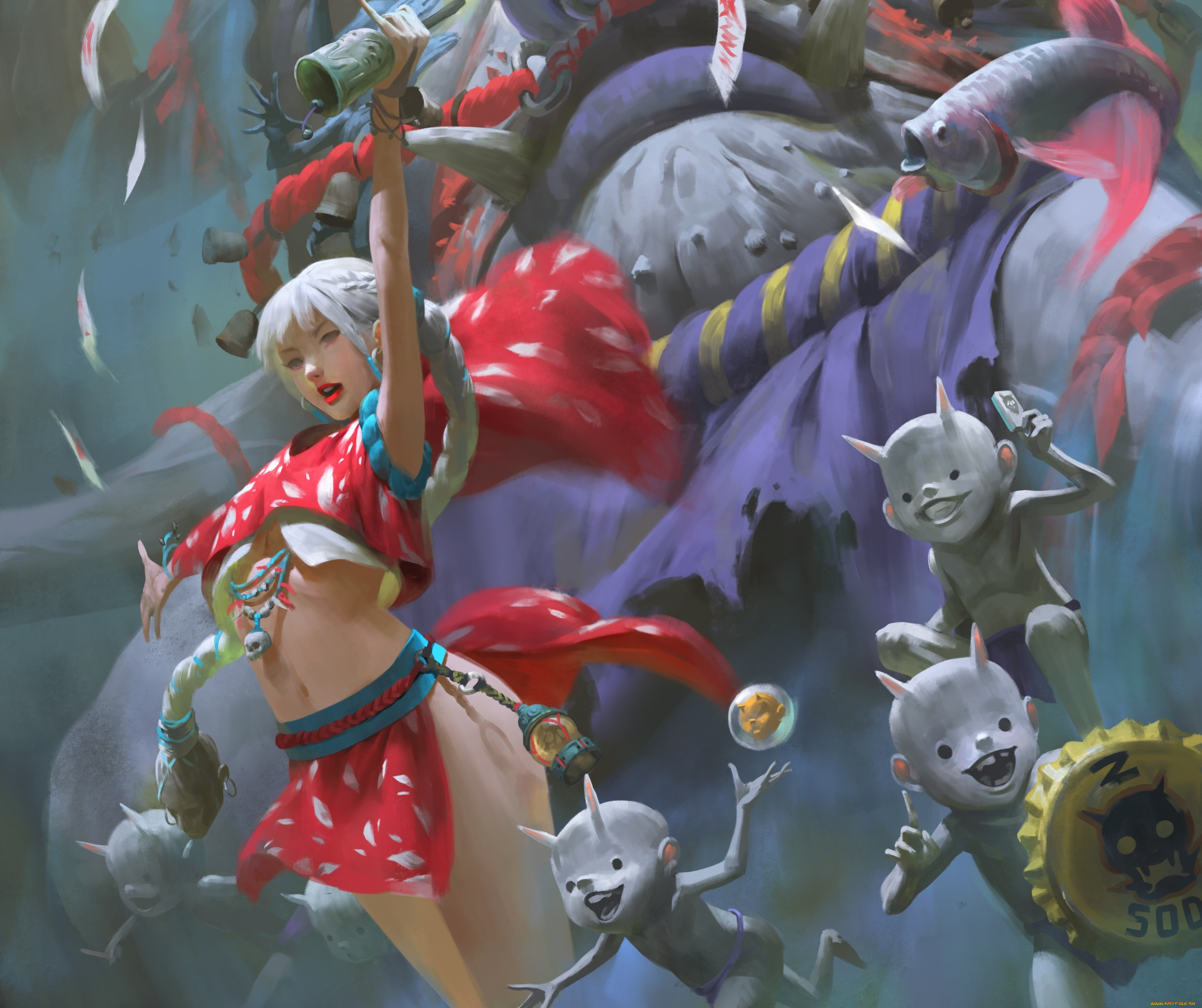 фэнтези, красавицы, и, чудовища, zeen, chin, девочка, бесенята