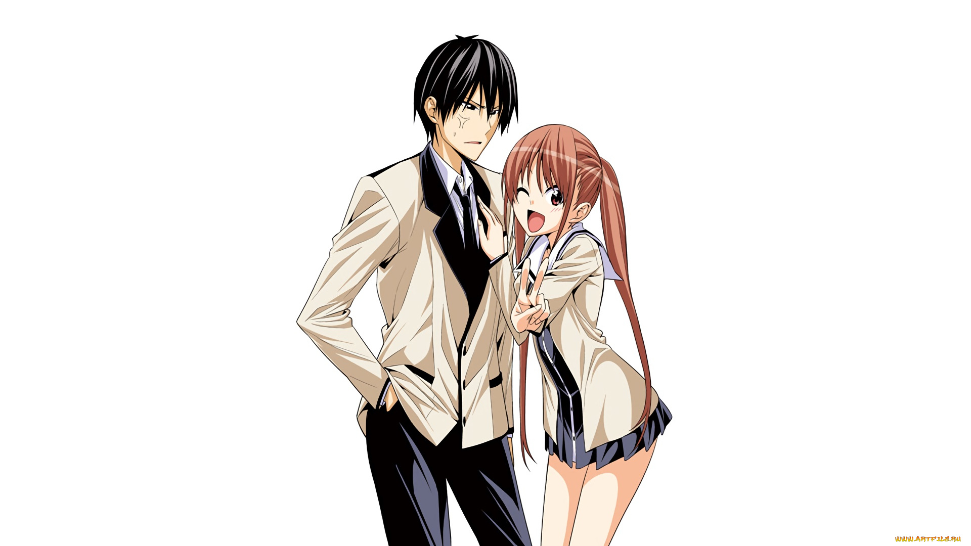 aho, girl, аниме, фон, девушка, взгляд