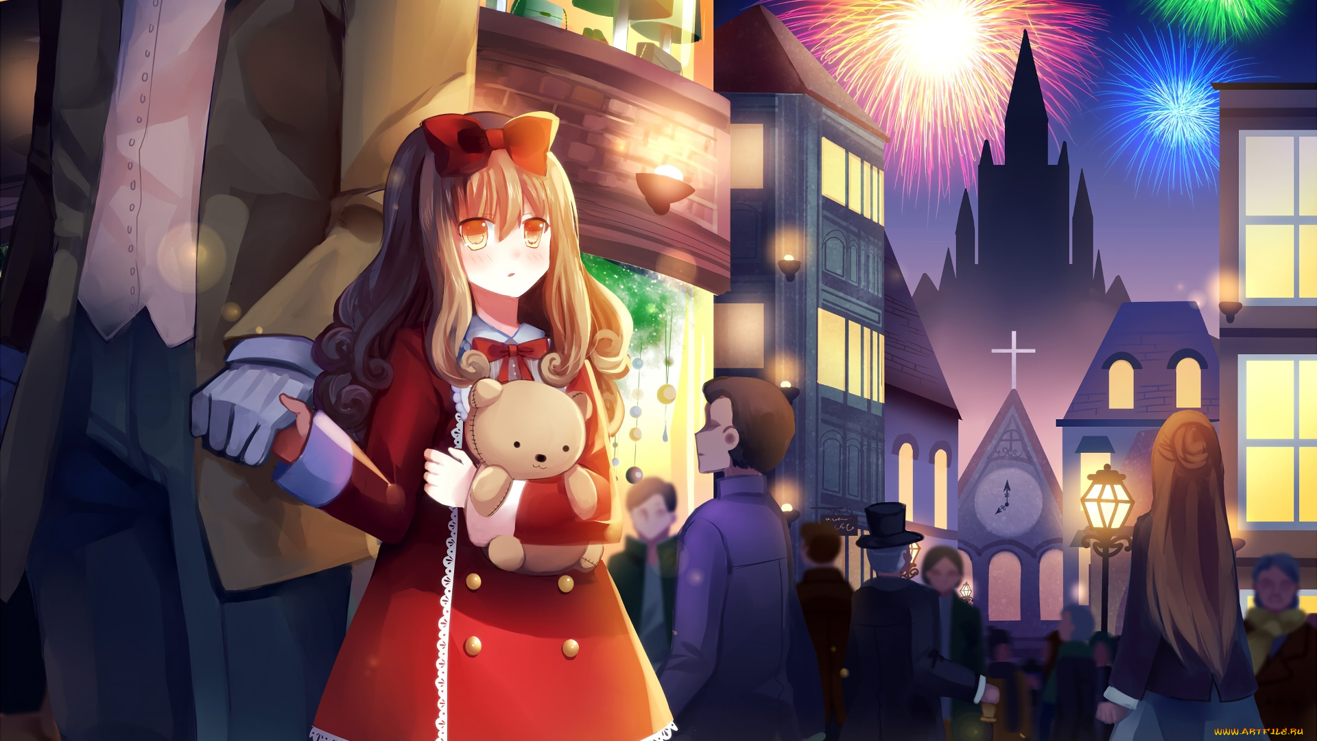 аниме, город, , улицы, , здания, фон, взгляд, девушка