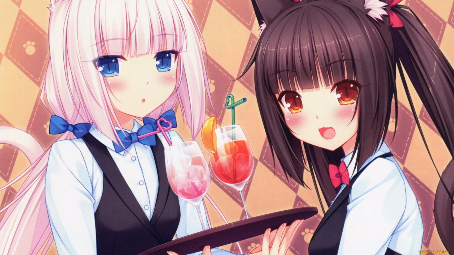 аниме, nekopara, фон, взгляд, девушки