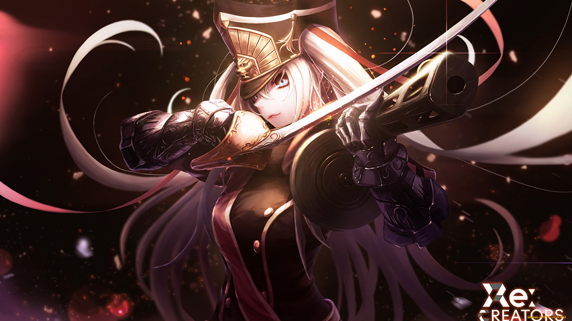 аниме, re, , creators, девушка, взгляд, фон