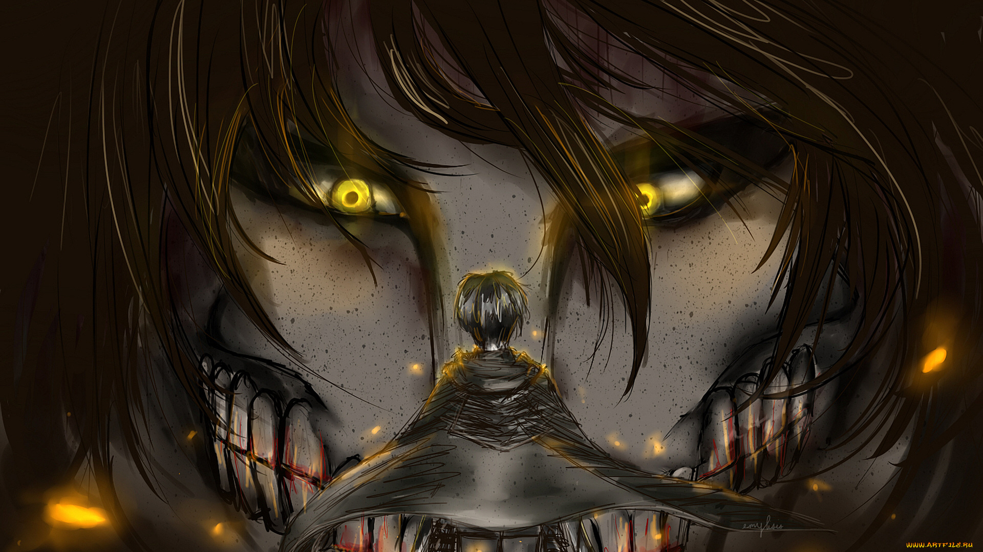 аниме, shingeki, no, kyojin, атака, титанов