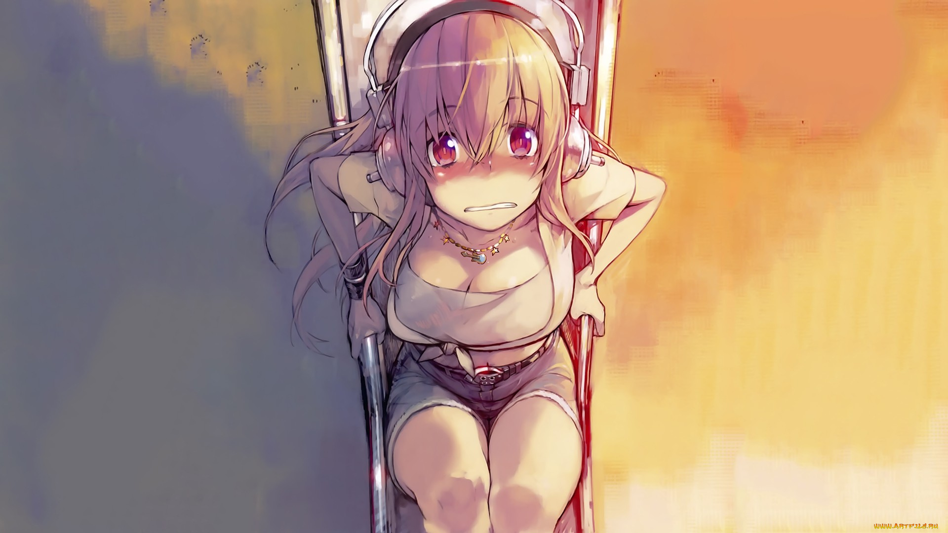 аниме, super, sonico, фон, взгляд, девушка