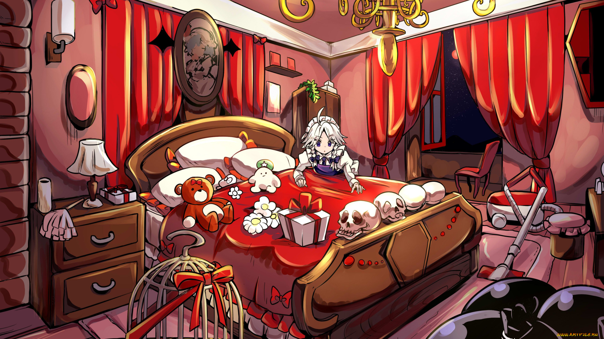 аниме, touhou, фон, взгляд, девушка