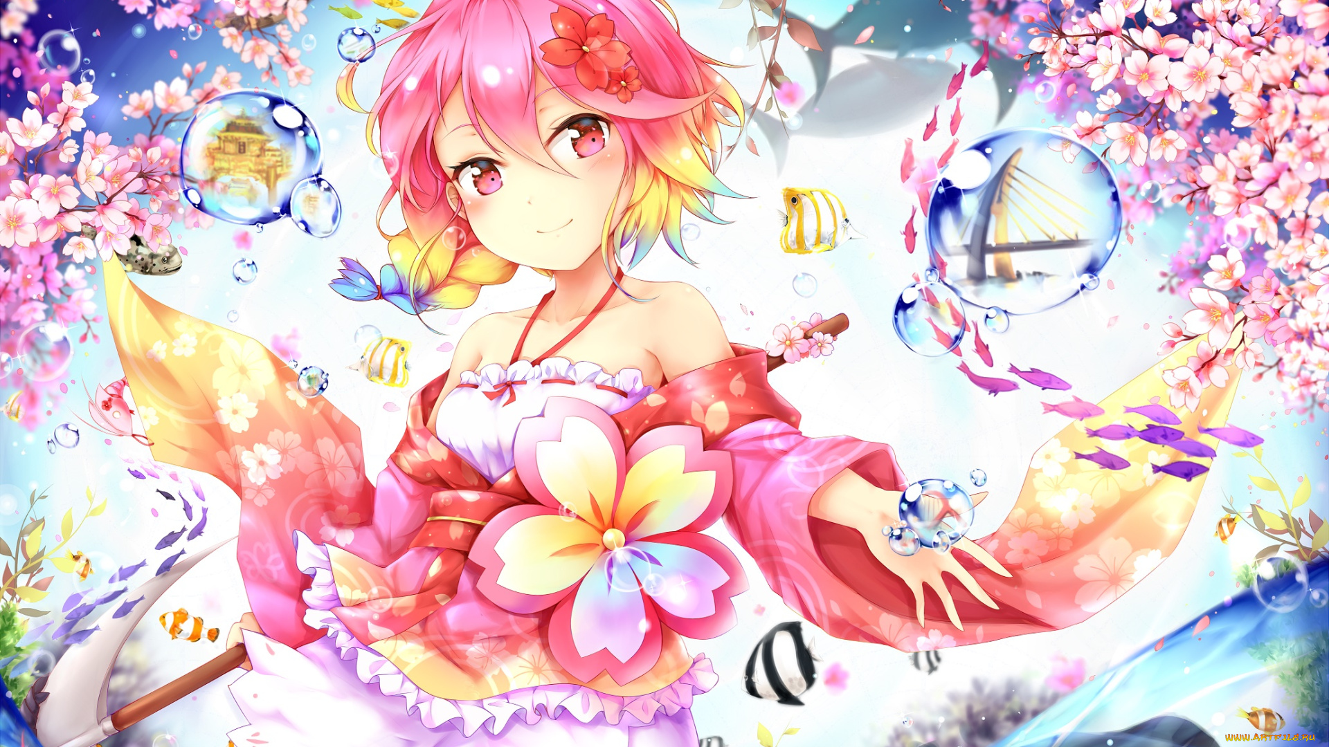 аниме, unknown, , другое, фон, взгляд, девушка