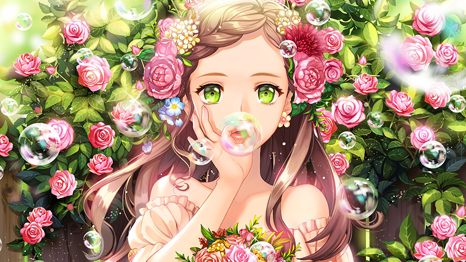 аниме, unknown, , другое, взгляд, девушка, фон