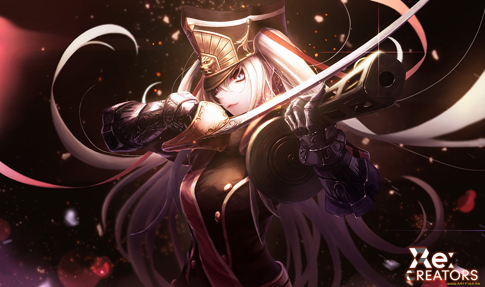 аниме, re, , creators, девушка, взгляд, фон