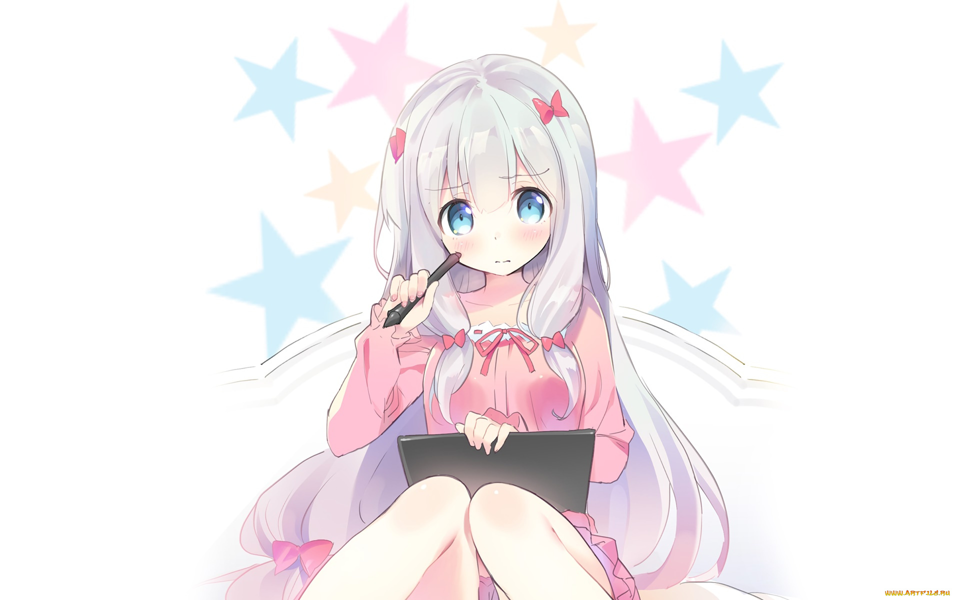 аниме, eromanga-sensei, фон, взгляд, девушка