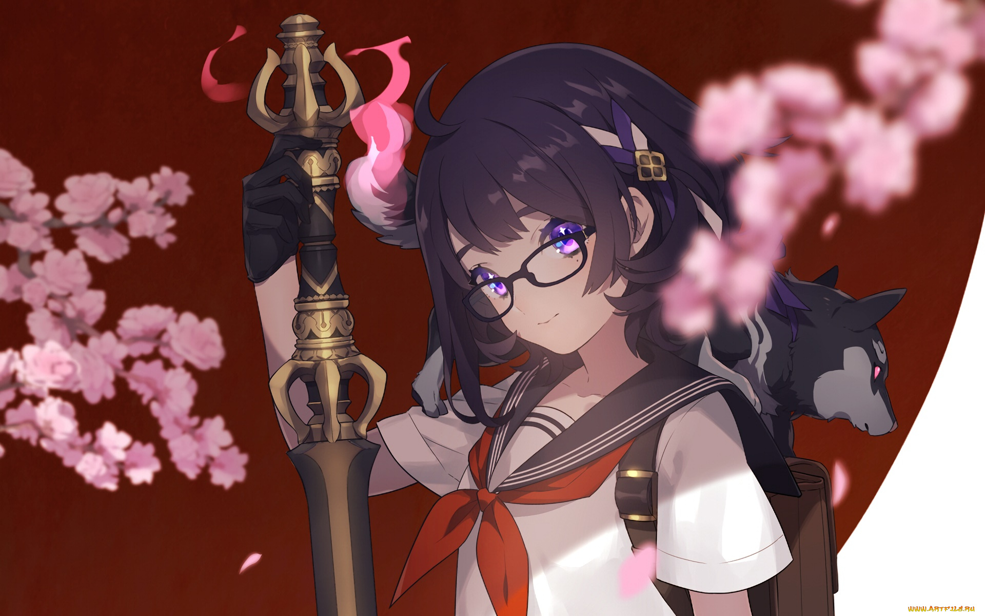 аниме, unknown, , другое, девушка, фон, взгляд