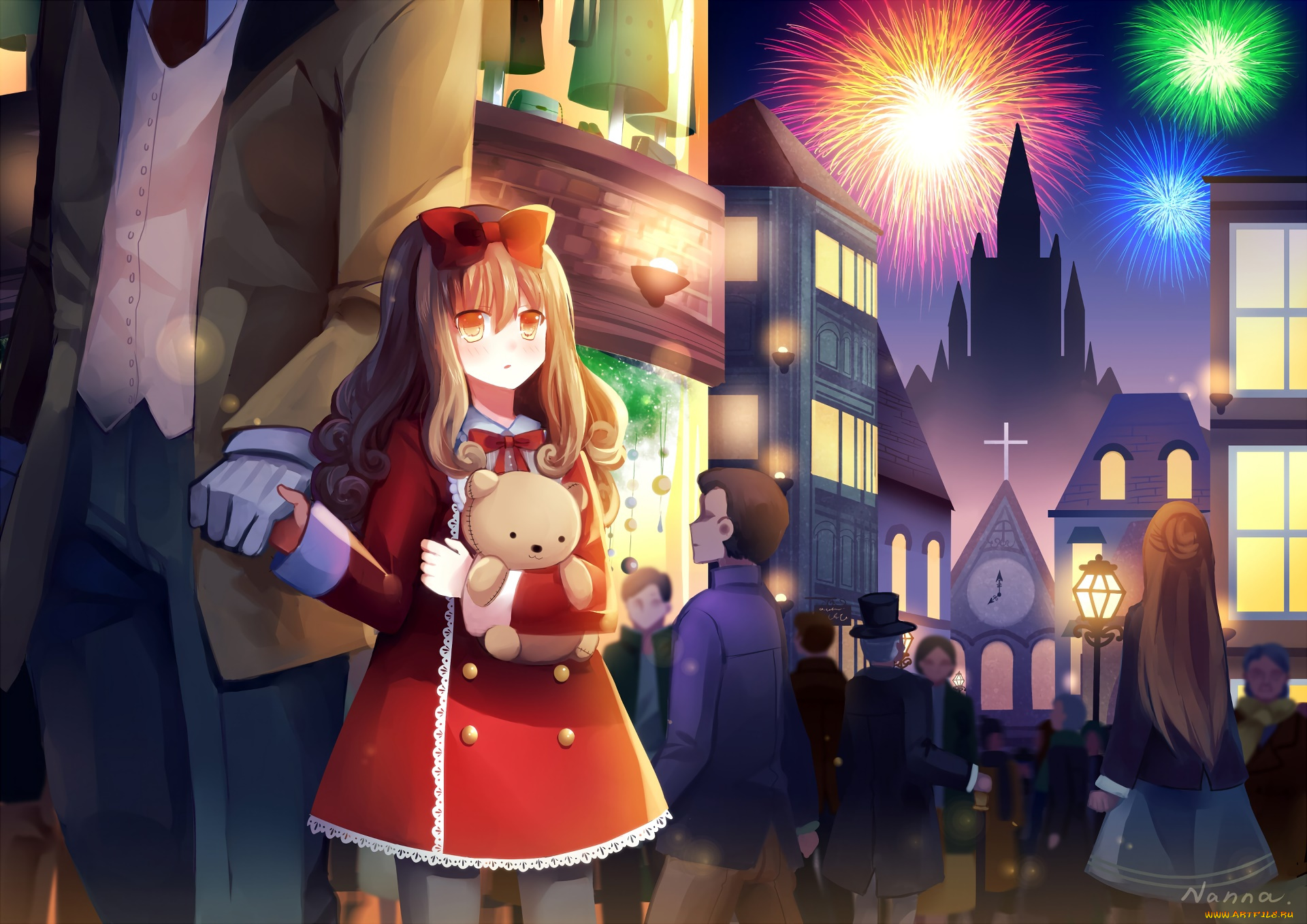 аниме, город, , улицы, , здания, фон, взгляд, девушка