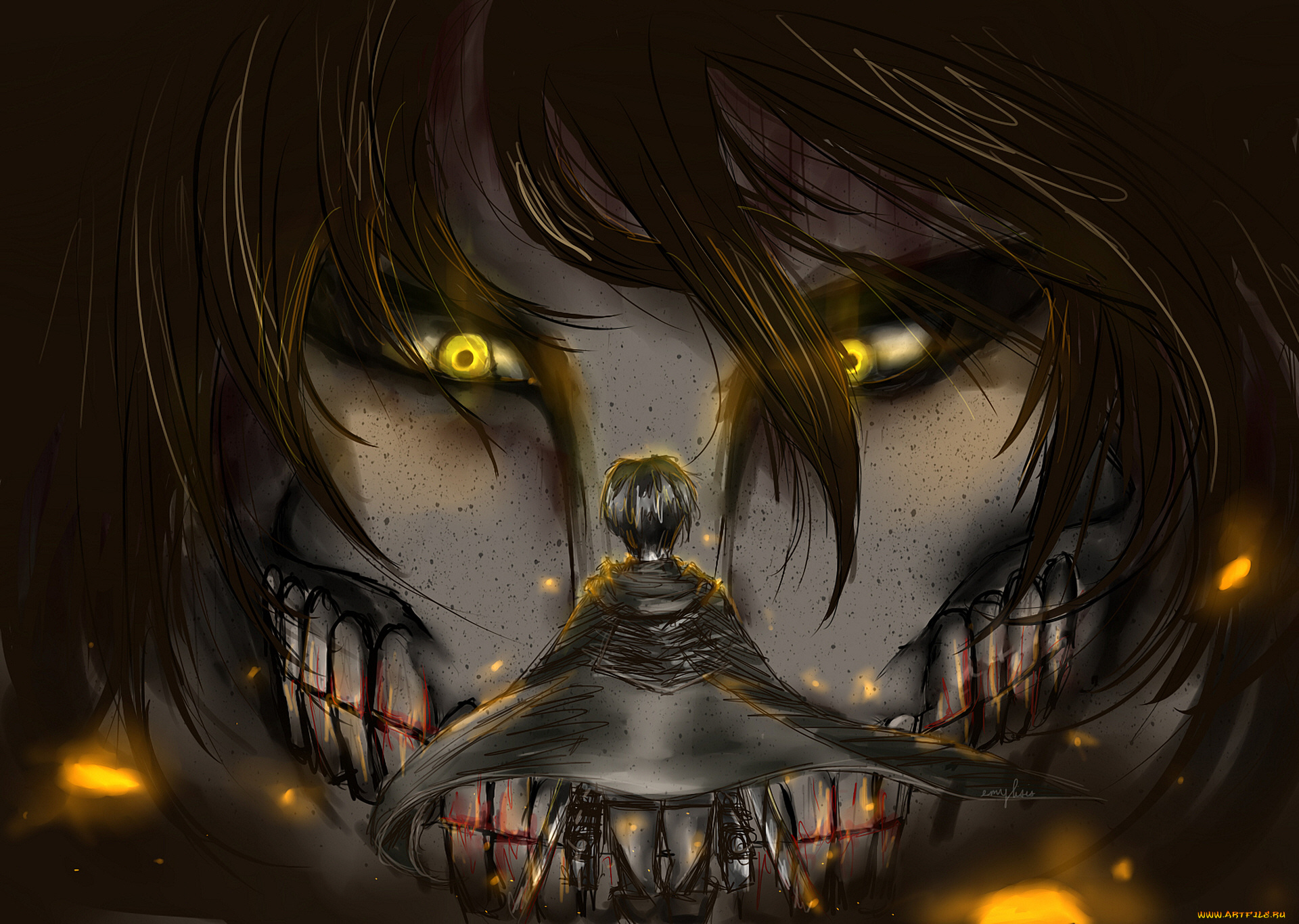 аниме, shingeki, no, kyojin, атака, титанов