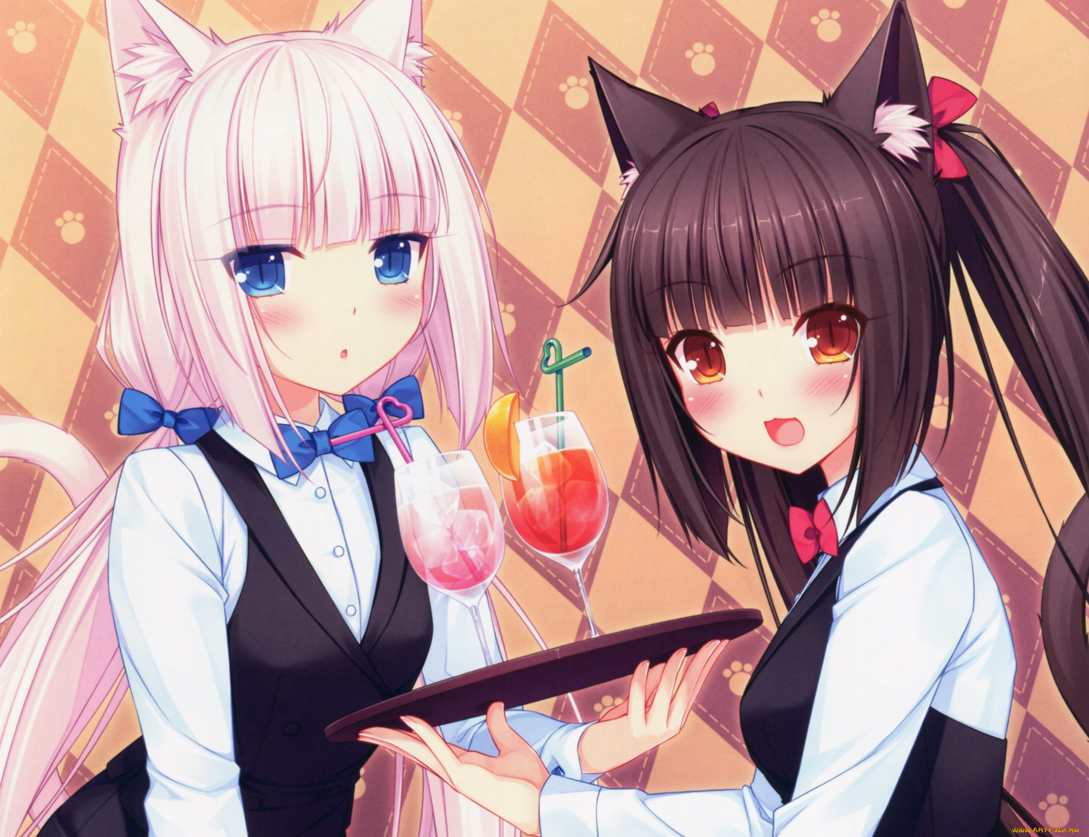 аниме, nekopara, фон, взгляд, девушки