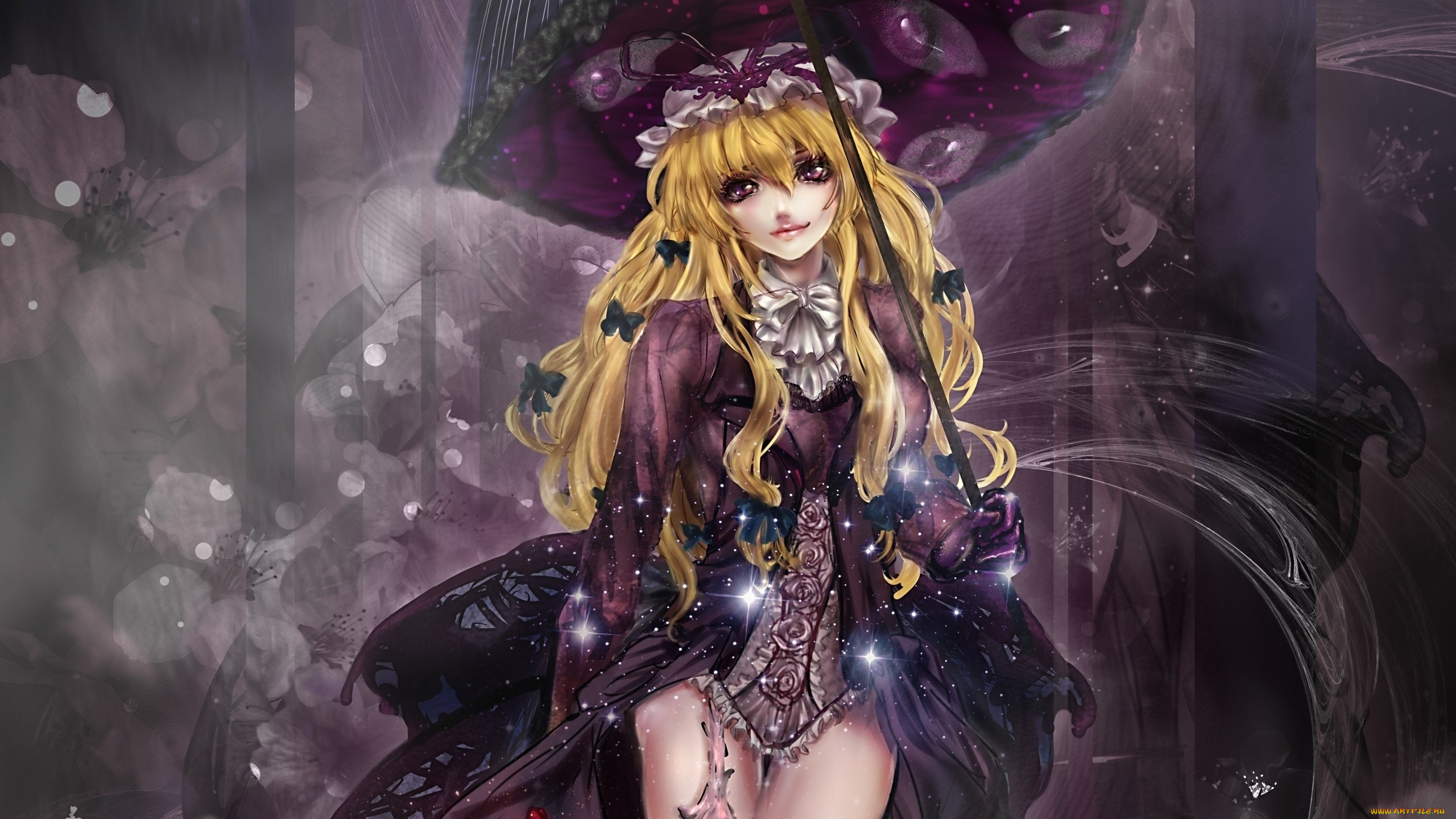 аниме, touhou, фон, взгляд, девушка