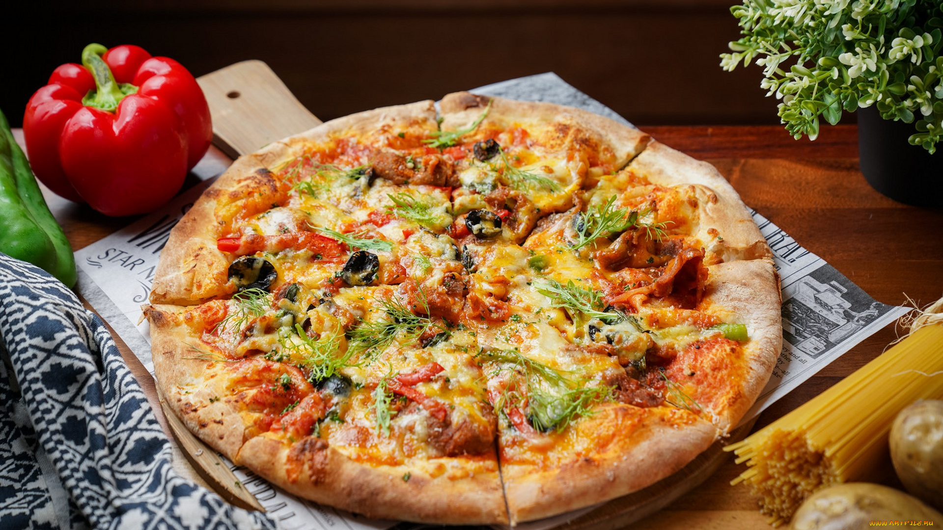 еда, пицца, снедь