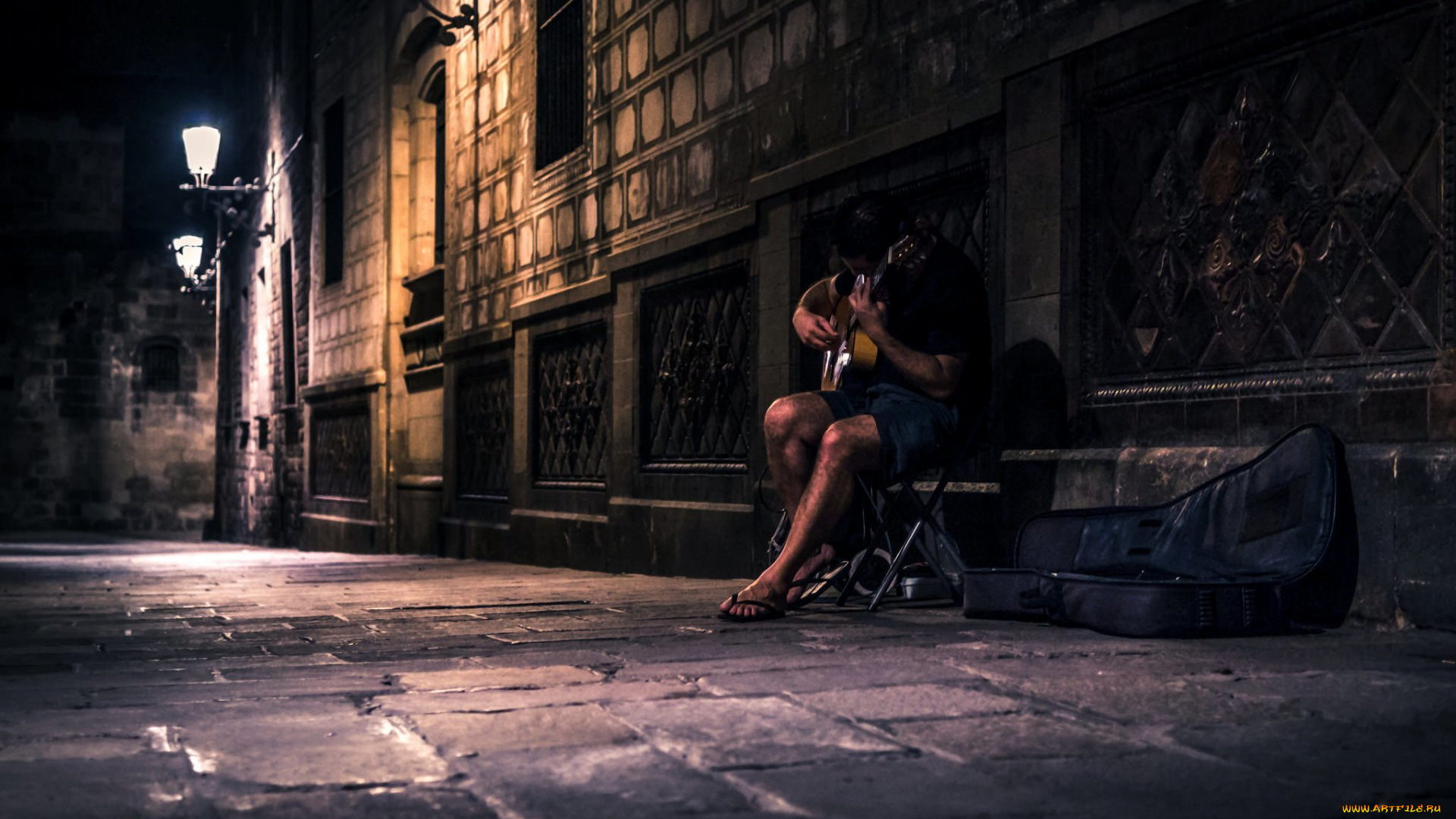 музыка, -другое, здание, улица, гитара, человек