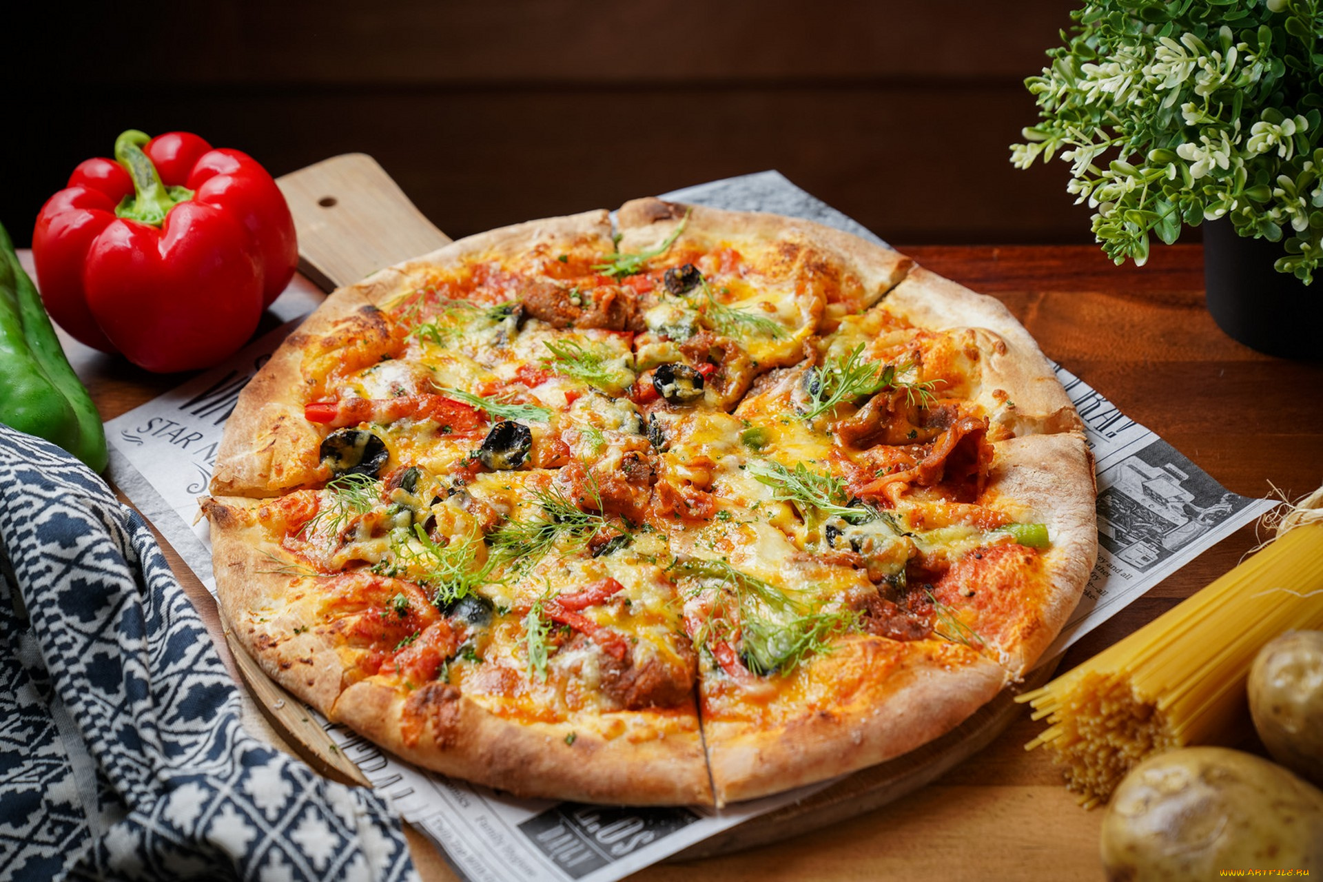 еда, пицца, снедь