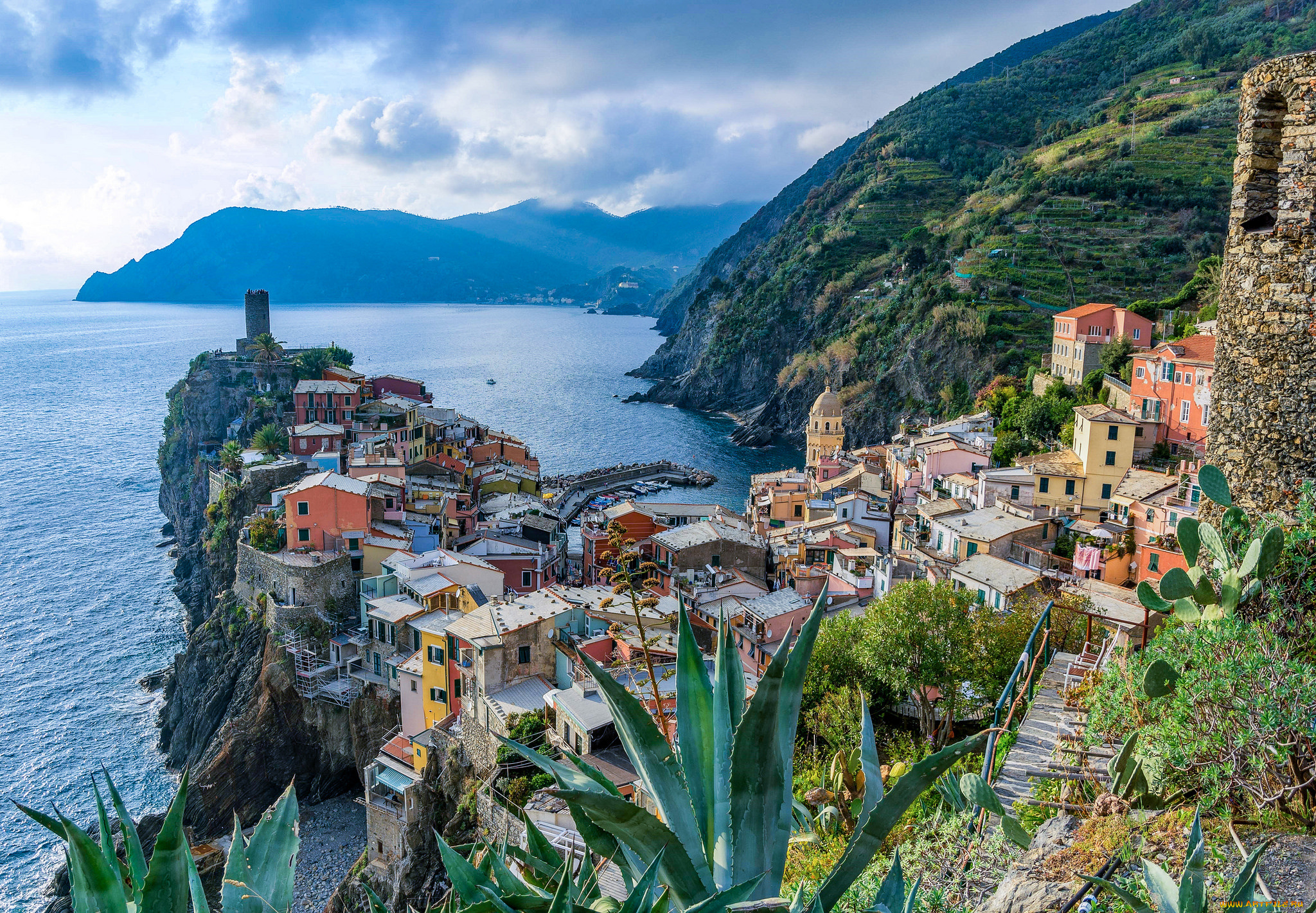 vernazzal, города, амальфийское, и, лигурийское, побережье, , италия, простор