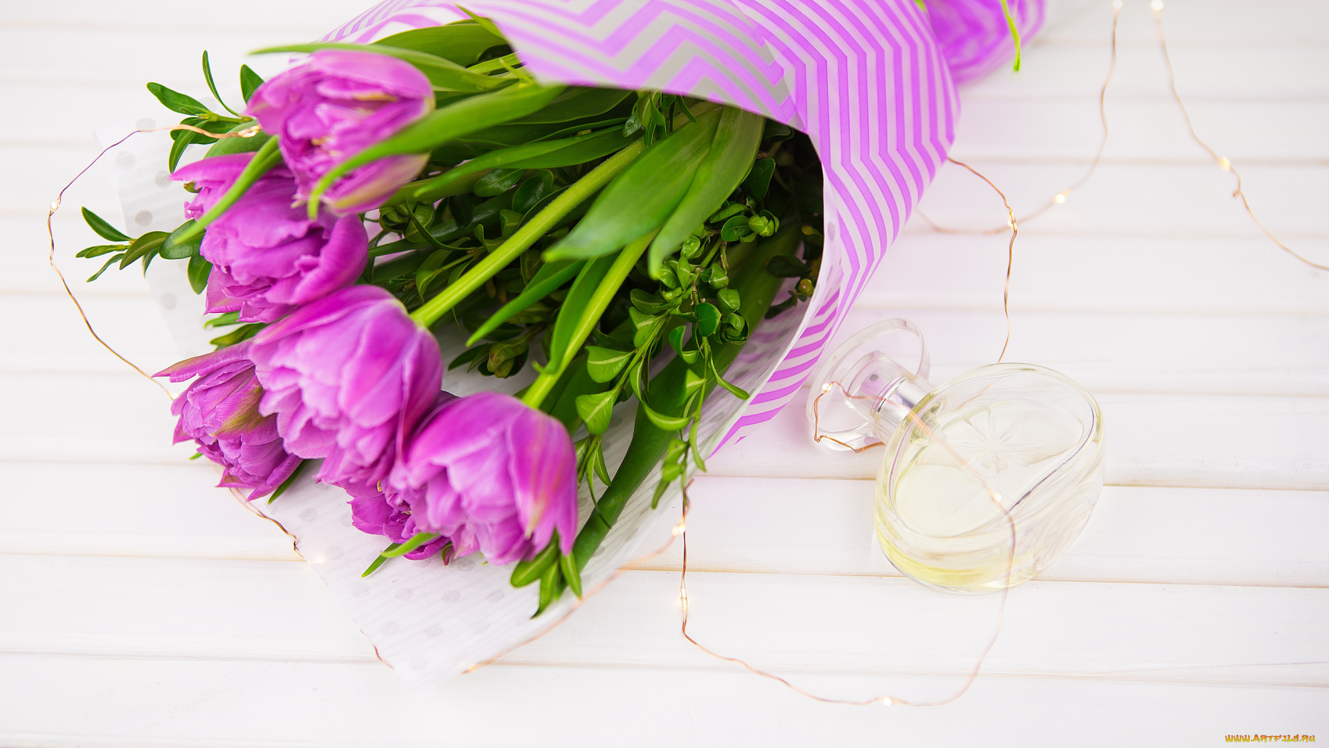 цветы, тюльпаны, букет, духи