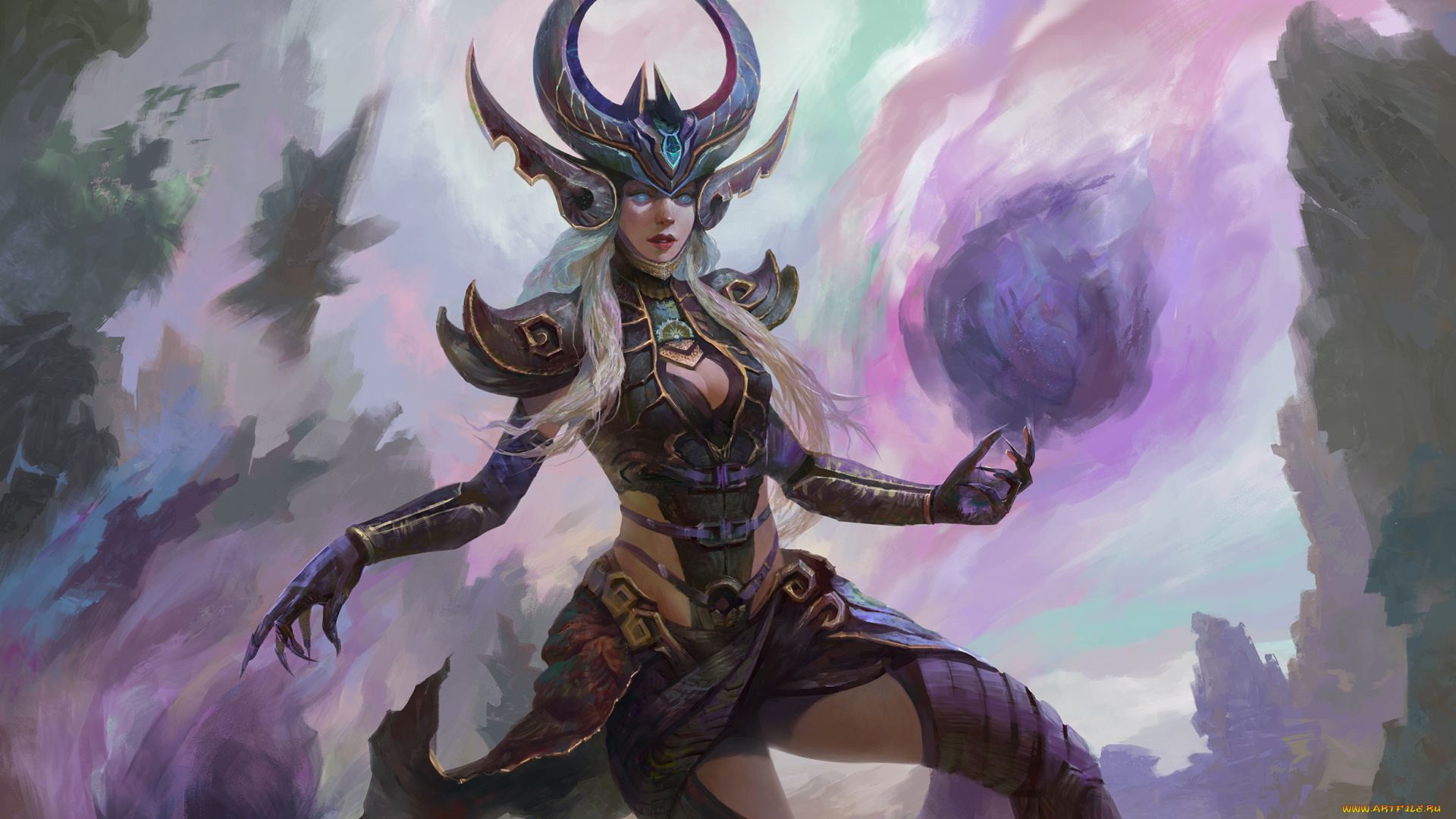 видео, игры, league, of, legends, девушка, фон, взгляд, униформа