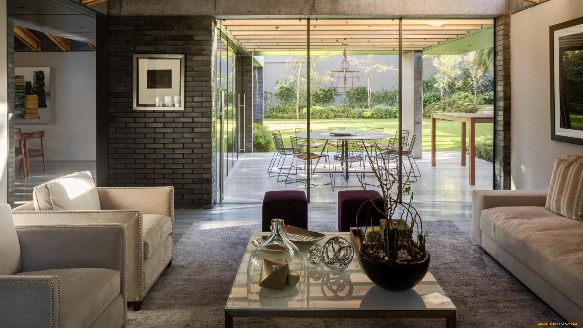 интерьер, гостиная, диван, кресла, журнальный, столик