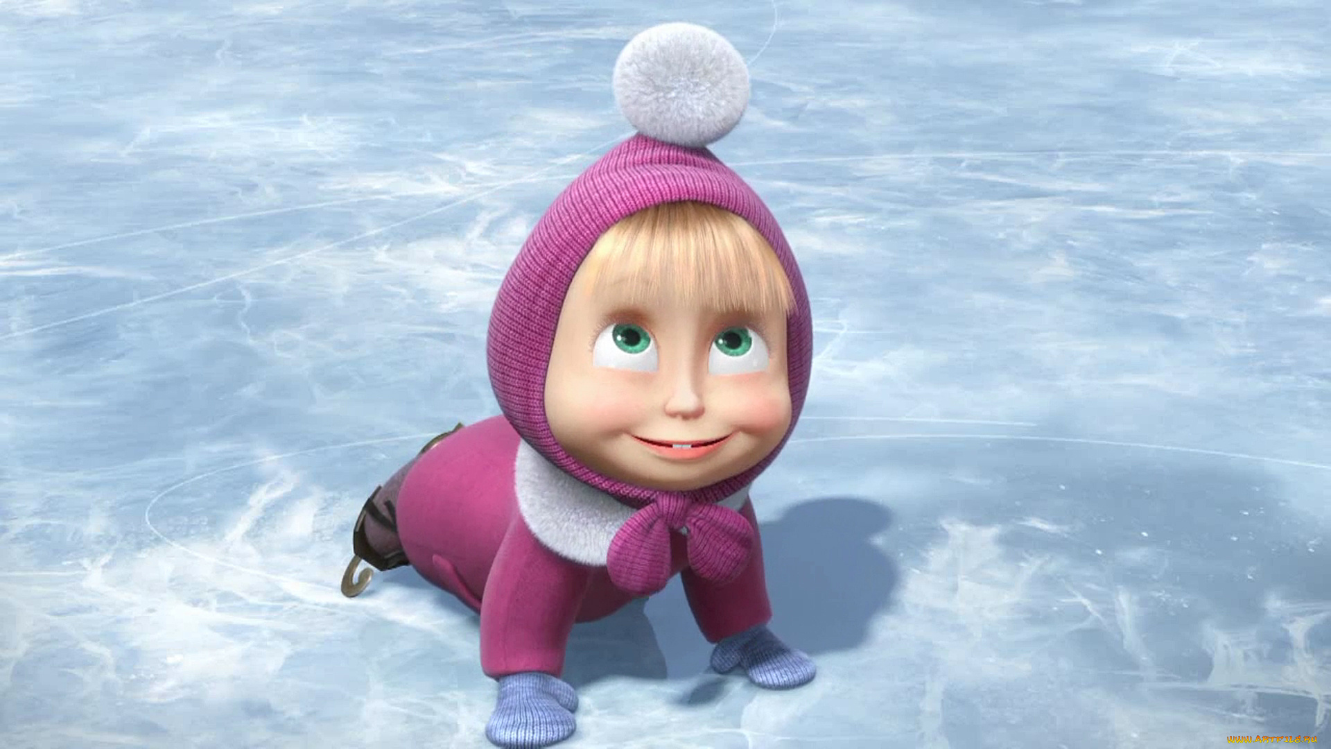 мультфильмы, маша, и, медведь, маша, шапка, коньки, лед