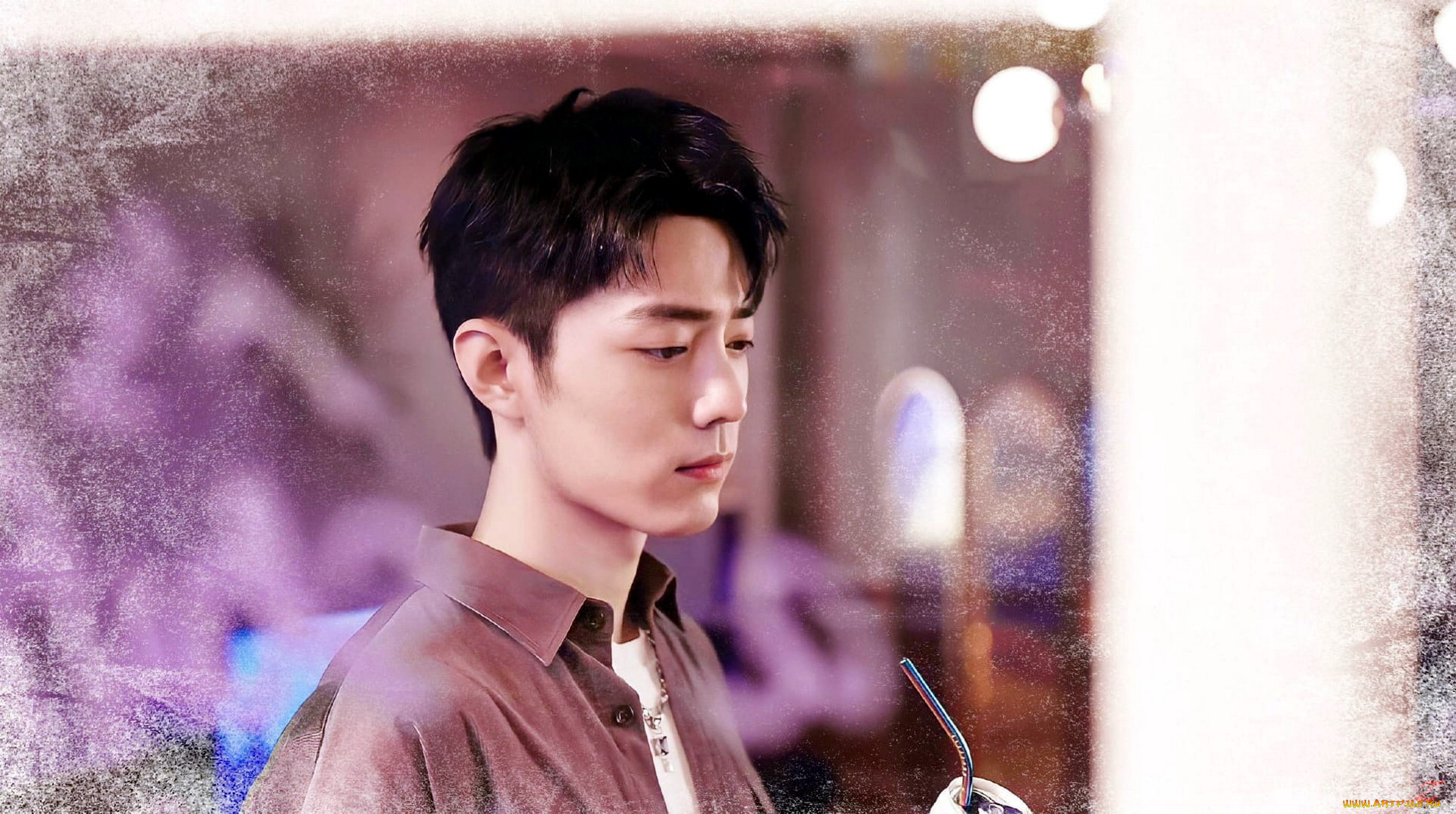 мужчины, xiao, zhan, актер, рубашка, банка, трубочка