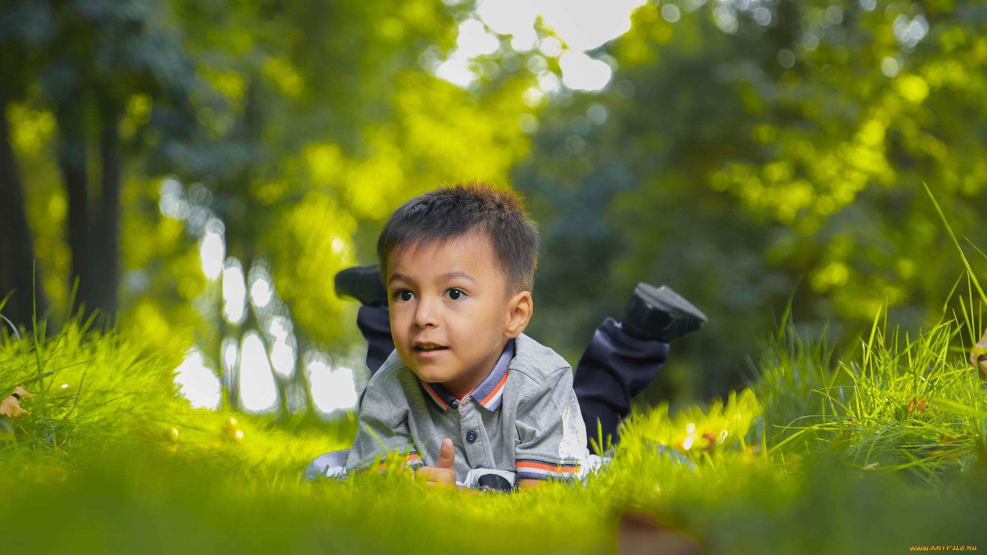 разное, дети, мальчик, трава