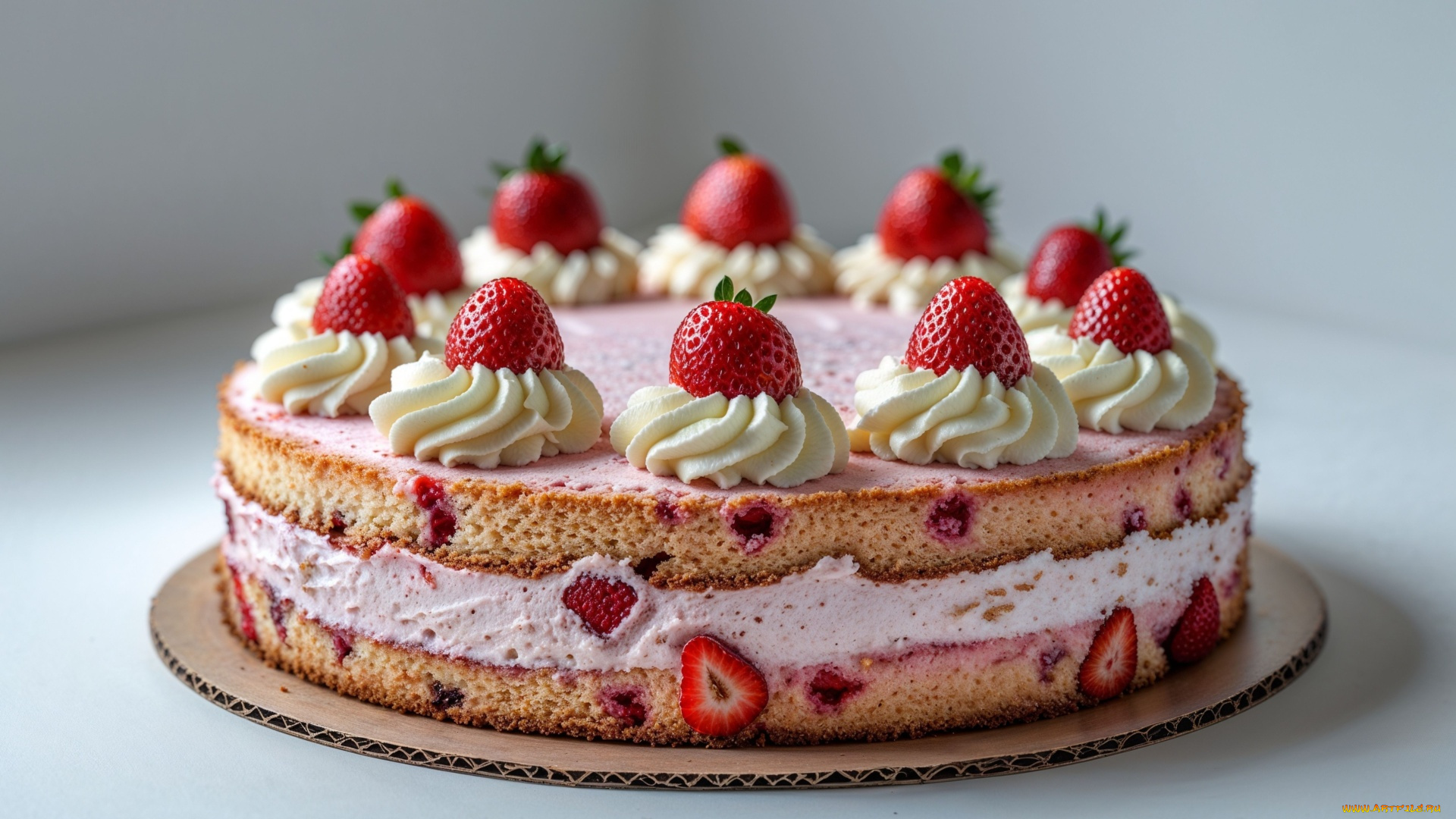 3д, графика, еда-, food, клубничный, торт