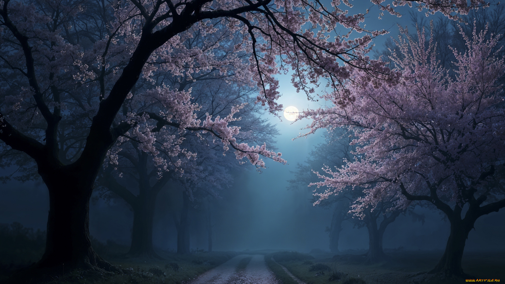 разное, компьютерный, дизайн, весна, сад, сумерки