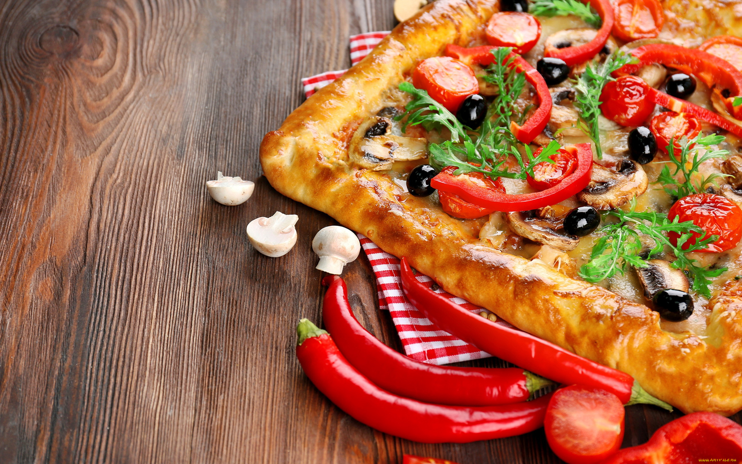 еда, пицца, перец, маслины, квадратная, шампиньоны