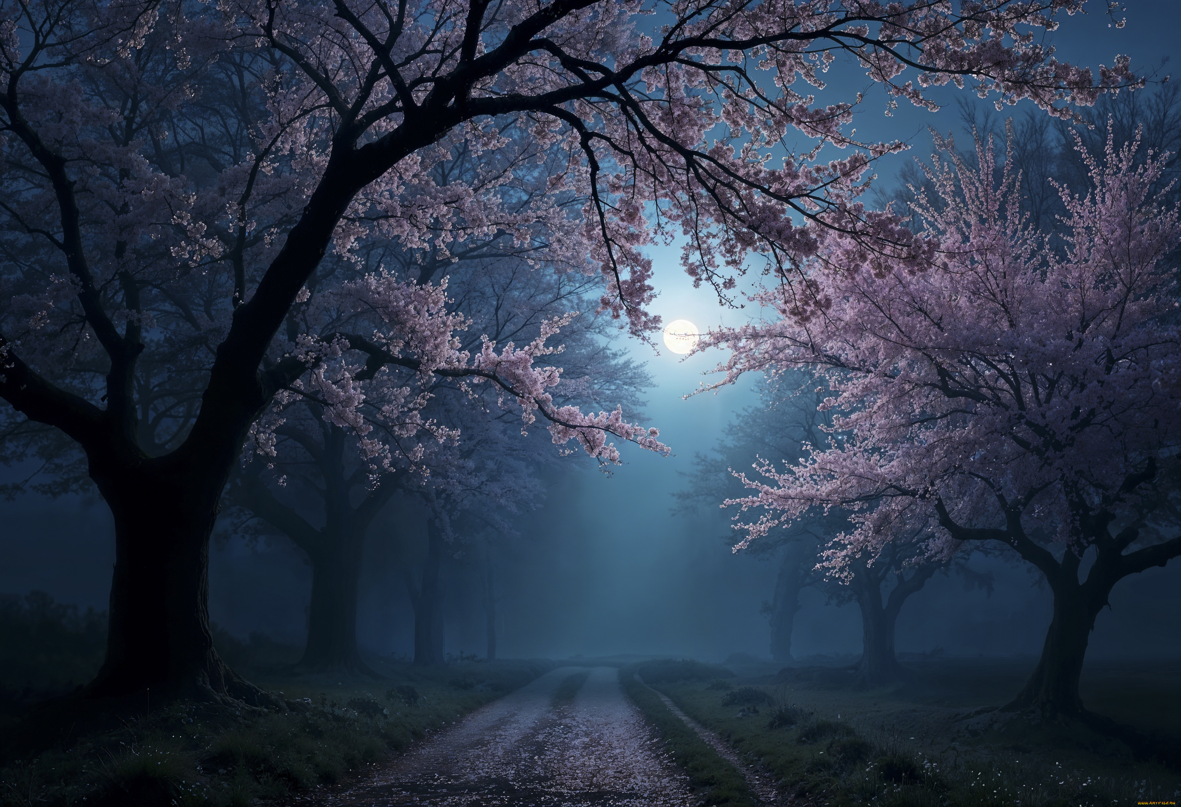 разное, компьютерный, дизайн, весна, сад, сумерки