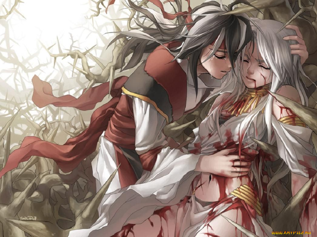 аниме, weapon, blood, technology